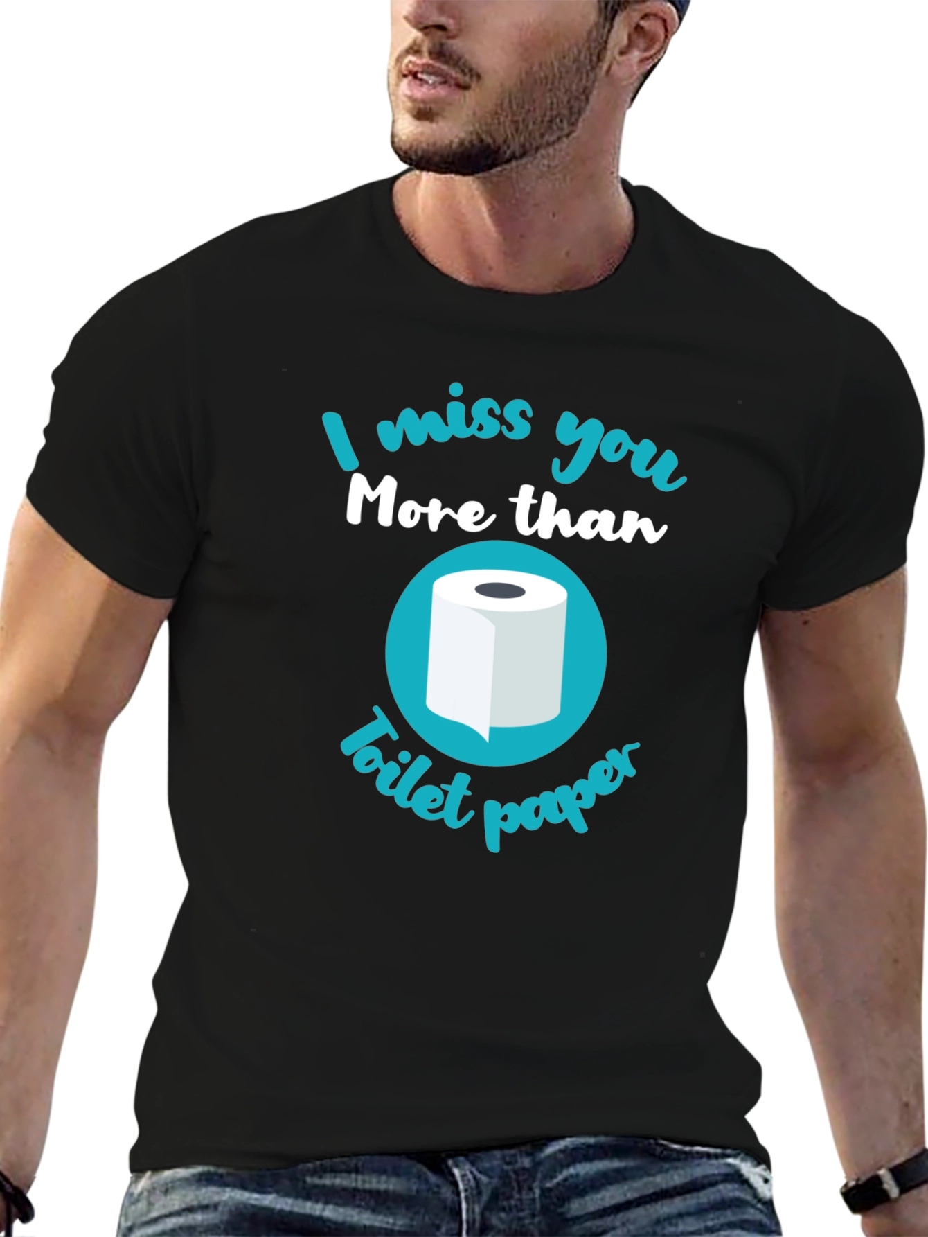 Black Funny Toilet Paper Graphic T-Shirt view 6
