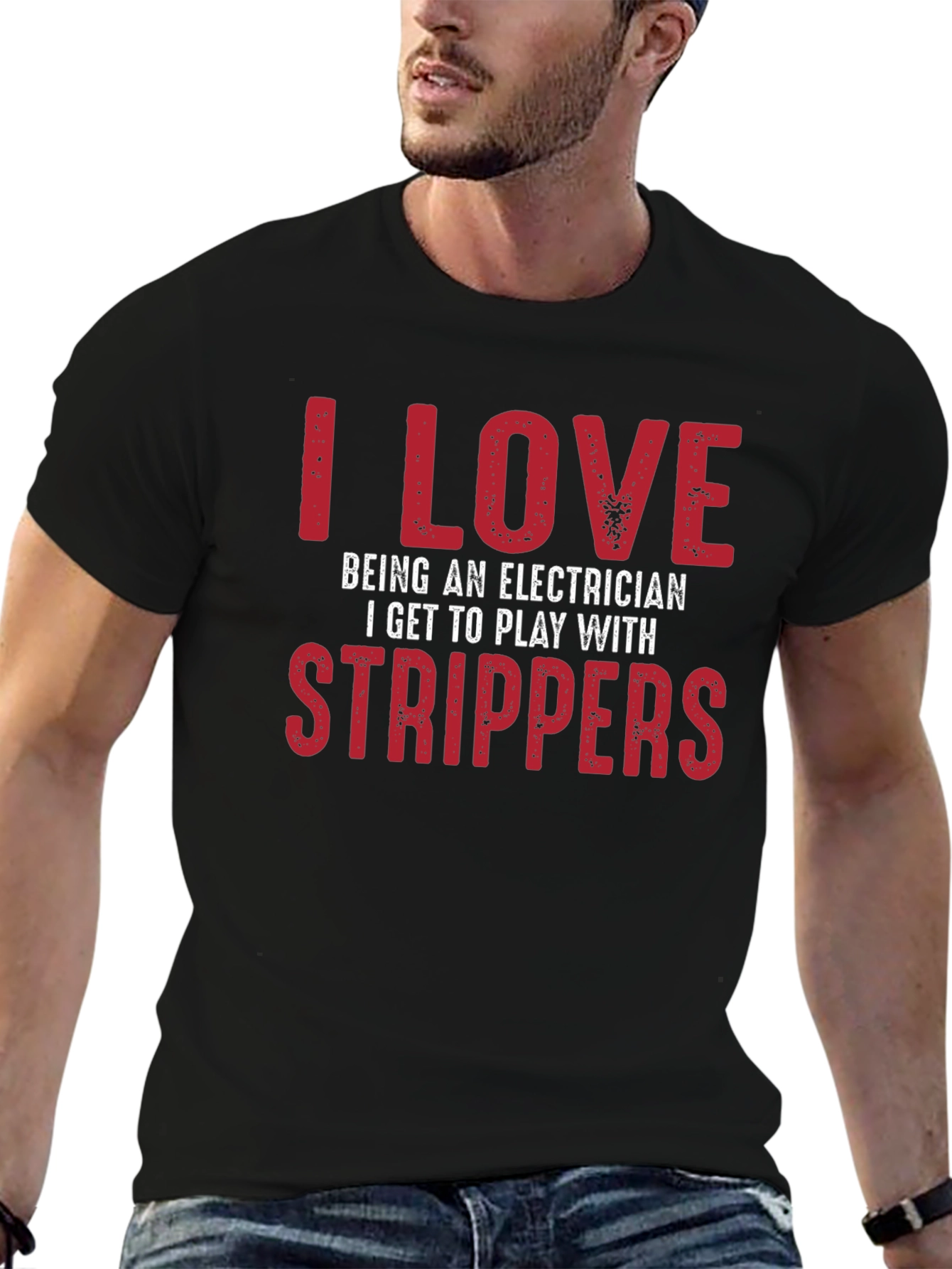 Black Electrician Strippers T-Shirt Funny Joke view 6