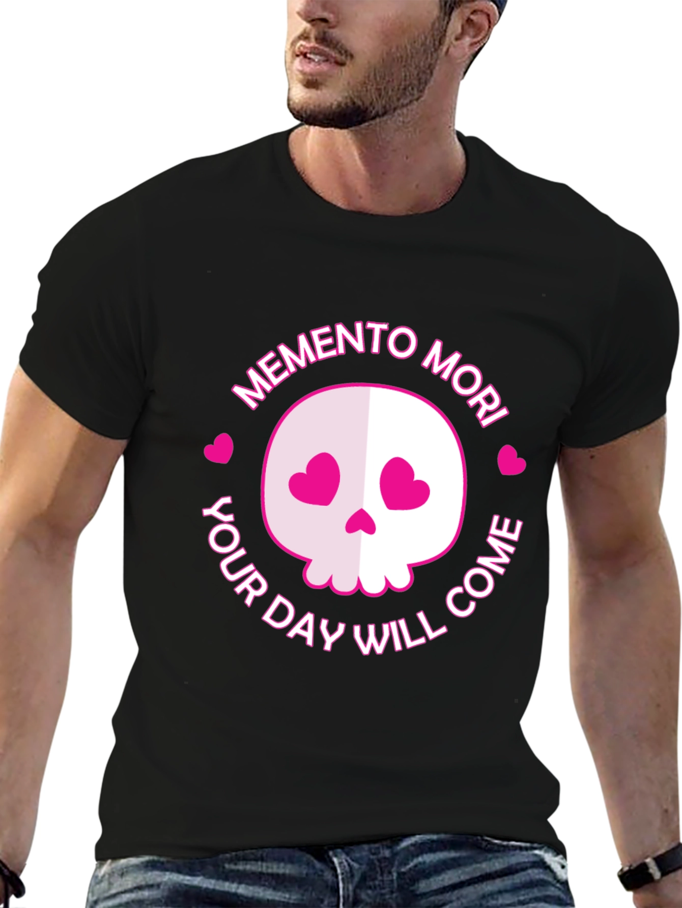 Black Memento Mori Skull Graphic Tee - Black view 6