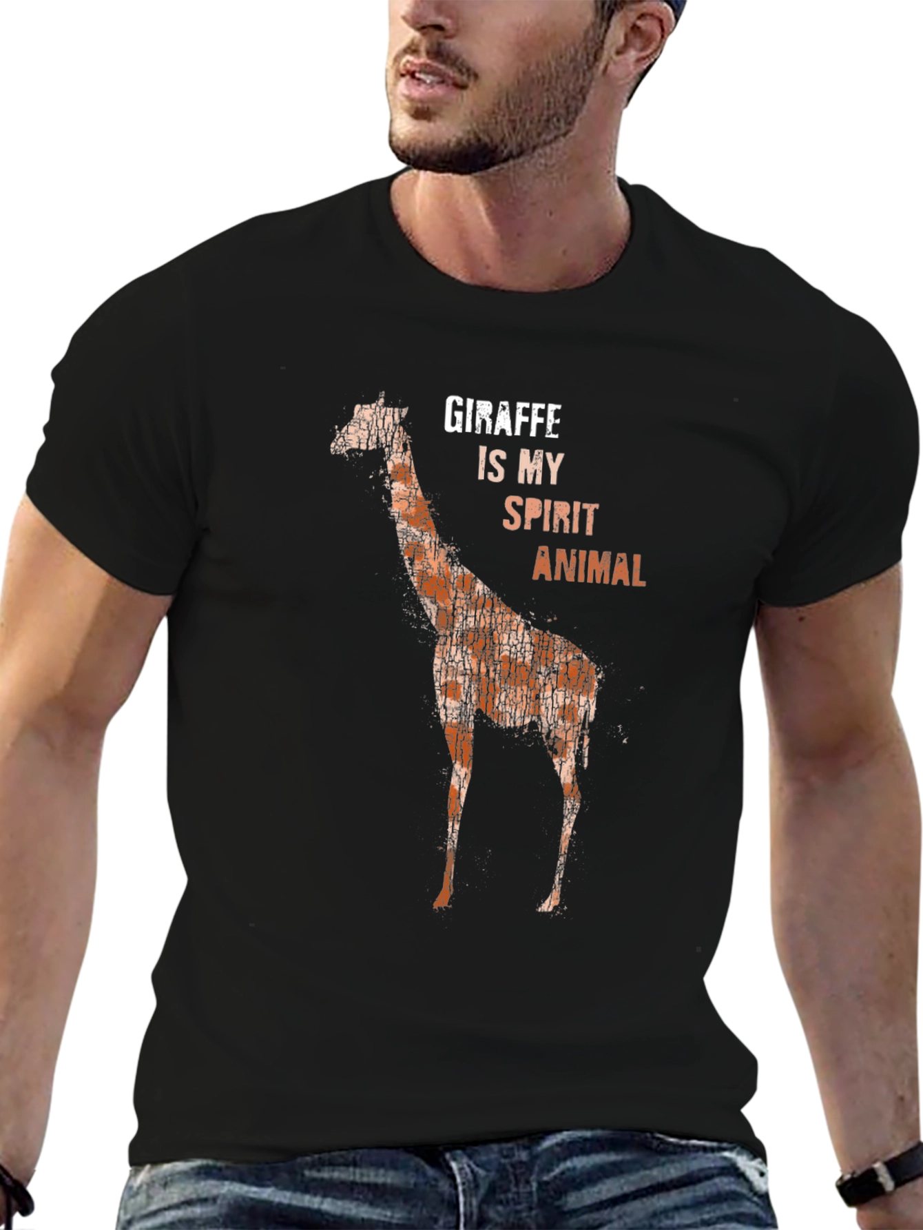 Black Giraffe Spirit Animal Graphic T-Shirt view 6
