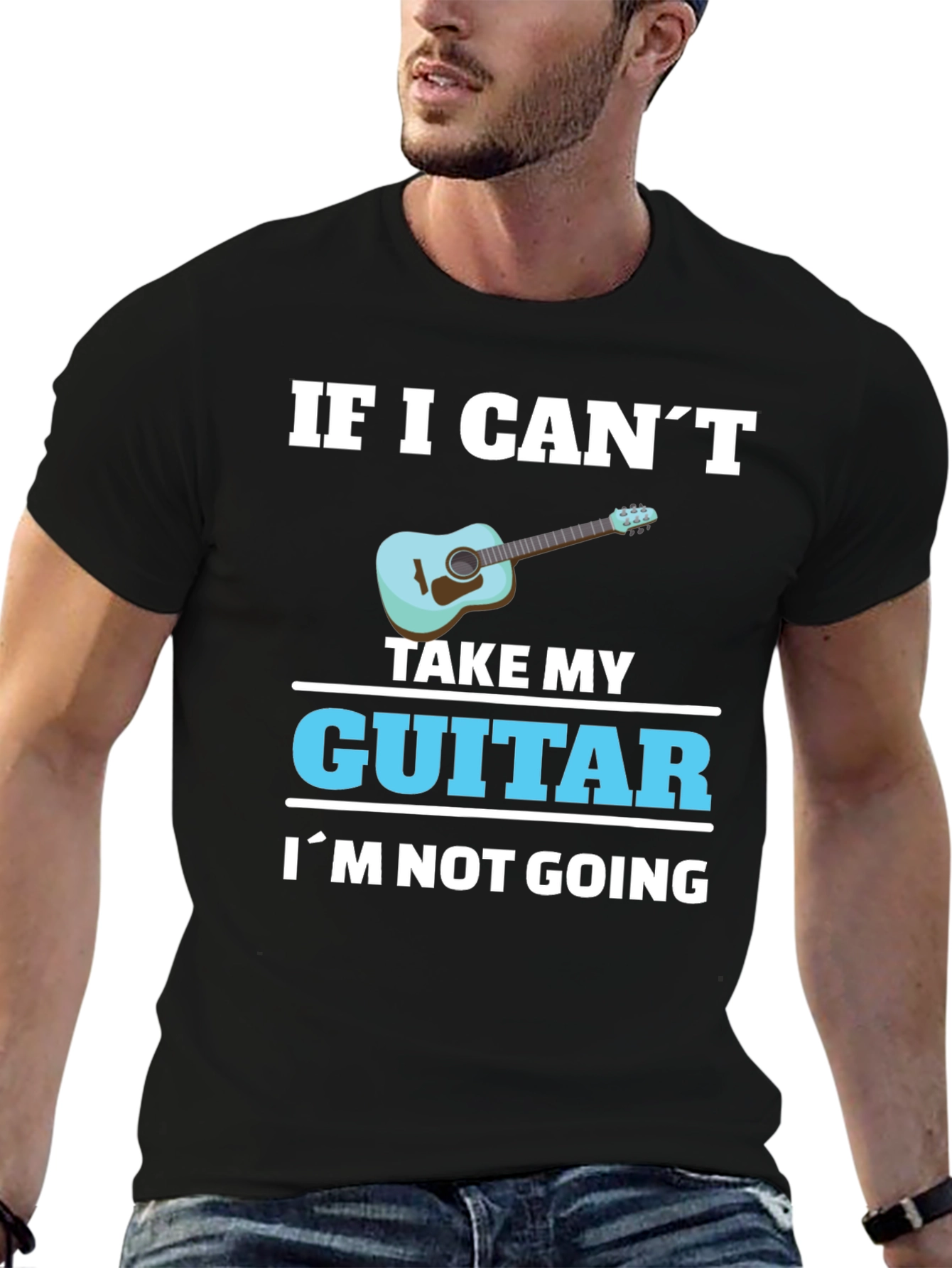 Black Guitar Lover T-Shirt: If I Can't Take My Guitar... view 6