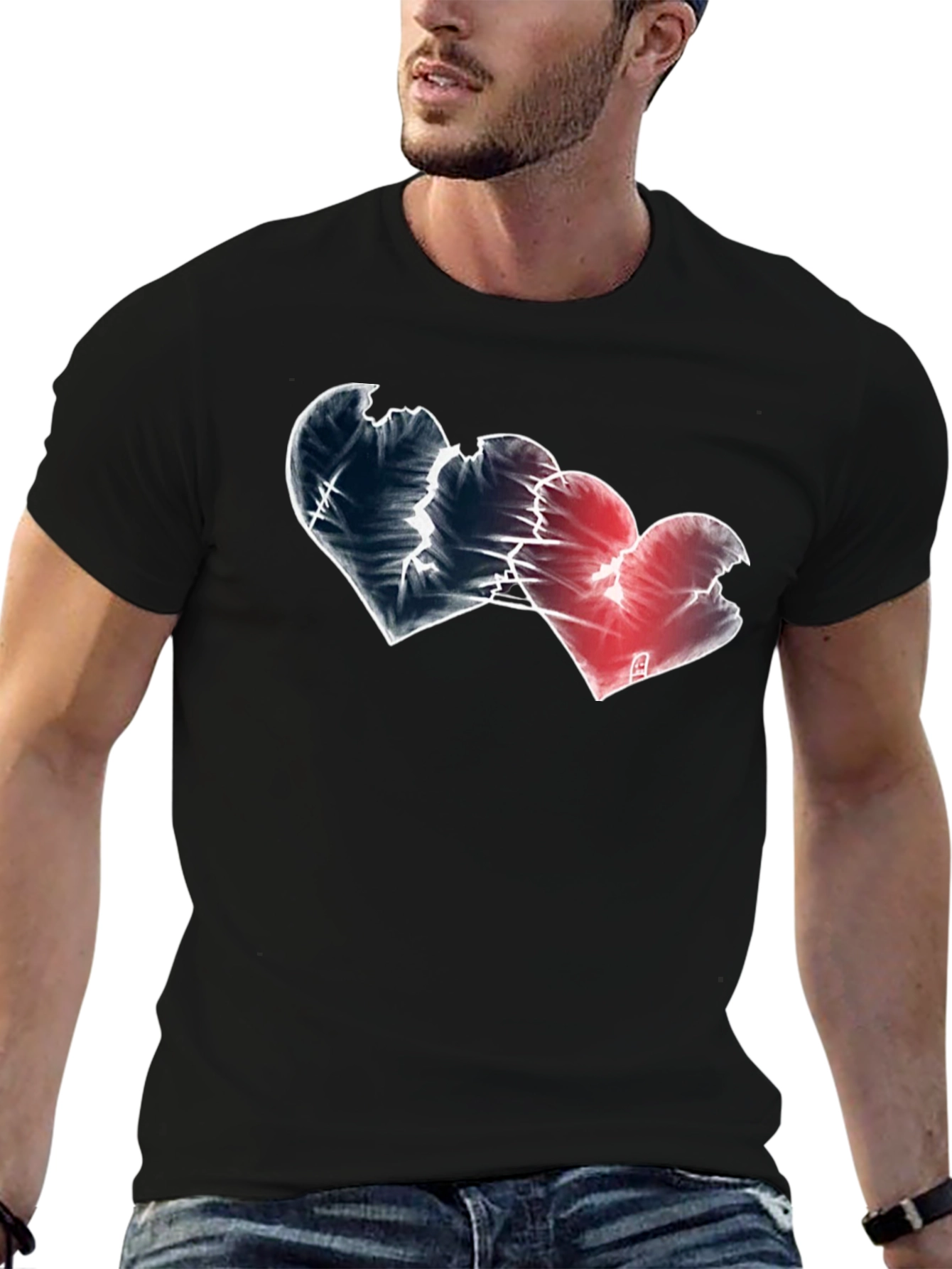Black Broken Hearts Graphic Tee - Black view 6