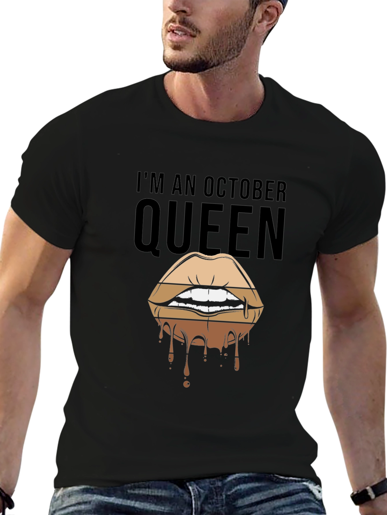 Black October Queen Lips Graphic T-Shirt - Black view 6