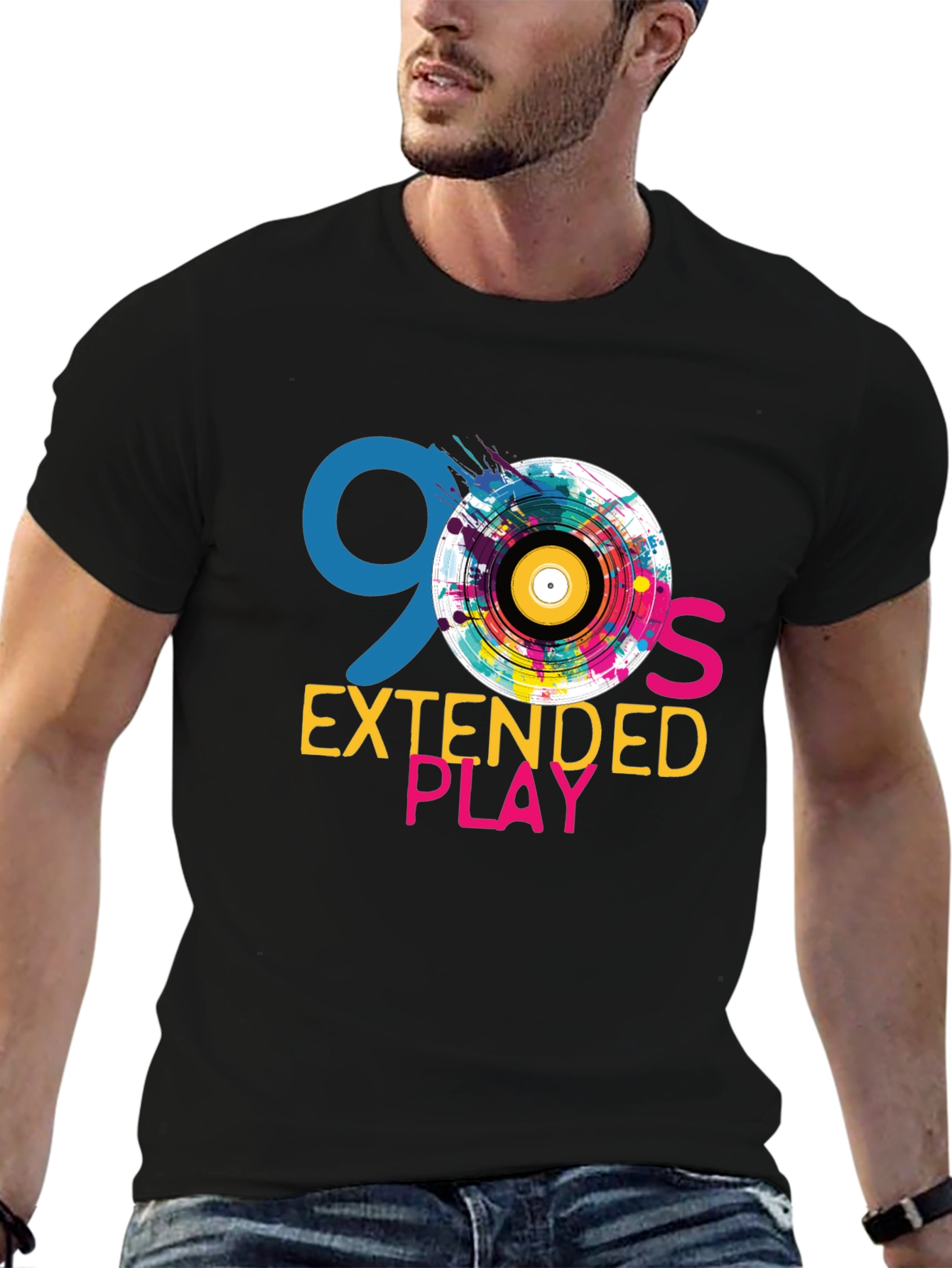 Black 90's Extended Play T-Shirt view 6