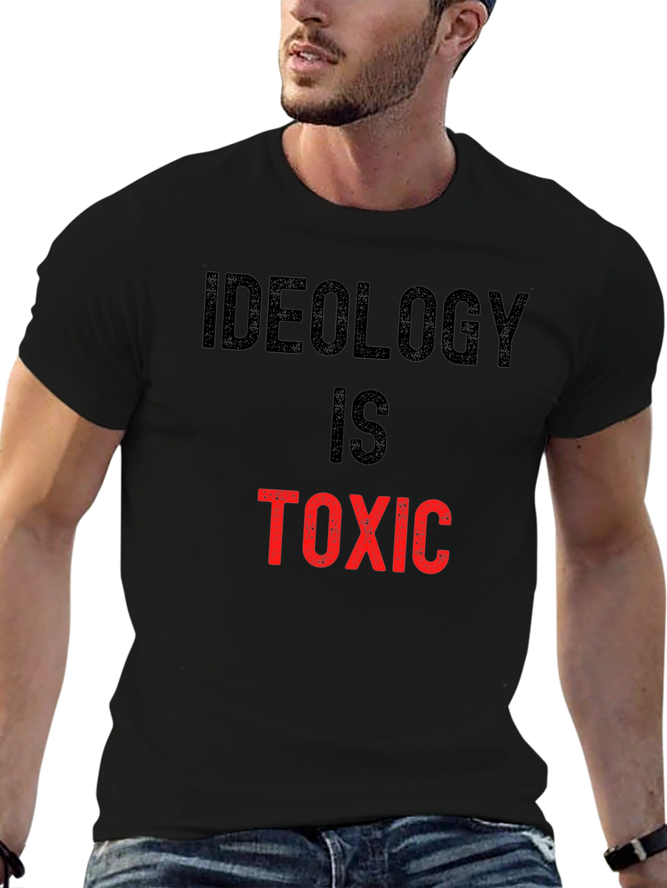 Black Ideology is Toxic Graphic Tee - Anti-Ideology Statement Shirt view 6