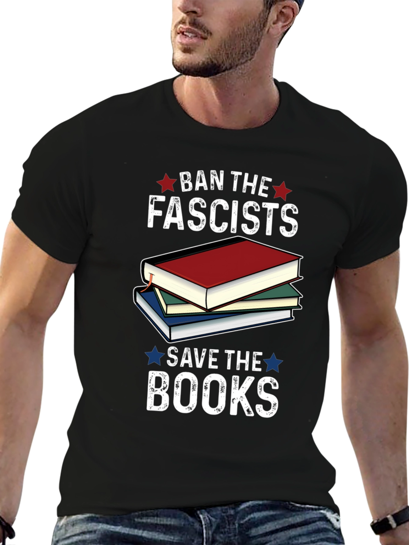 Black Ban the Fascists, Save the Books T-Shirt view 6