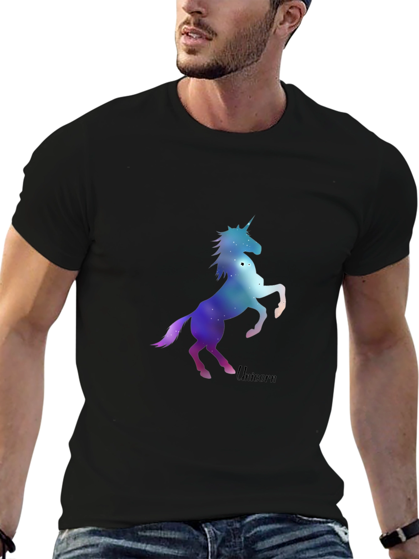 Black Unicorn Galaxy Black T-Shirt - Stylish & Unique view 6