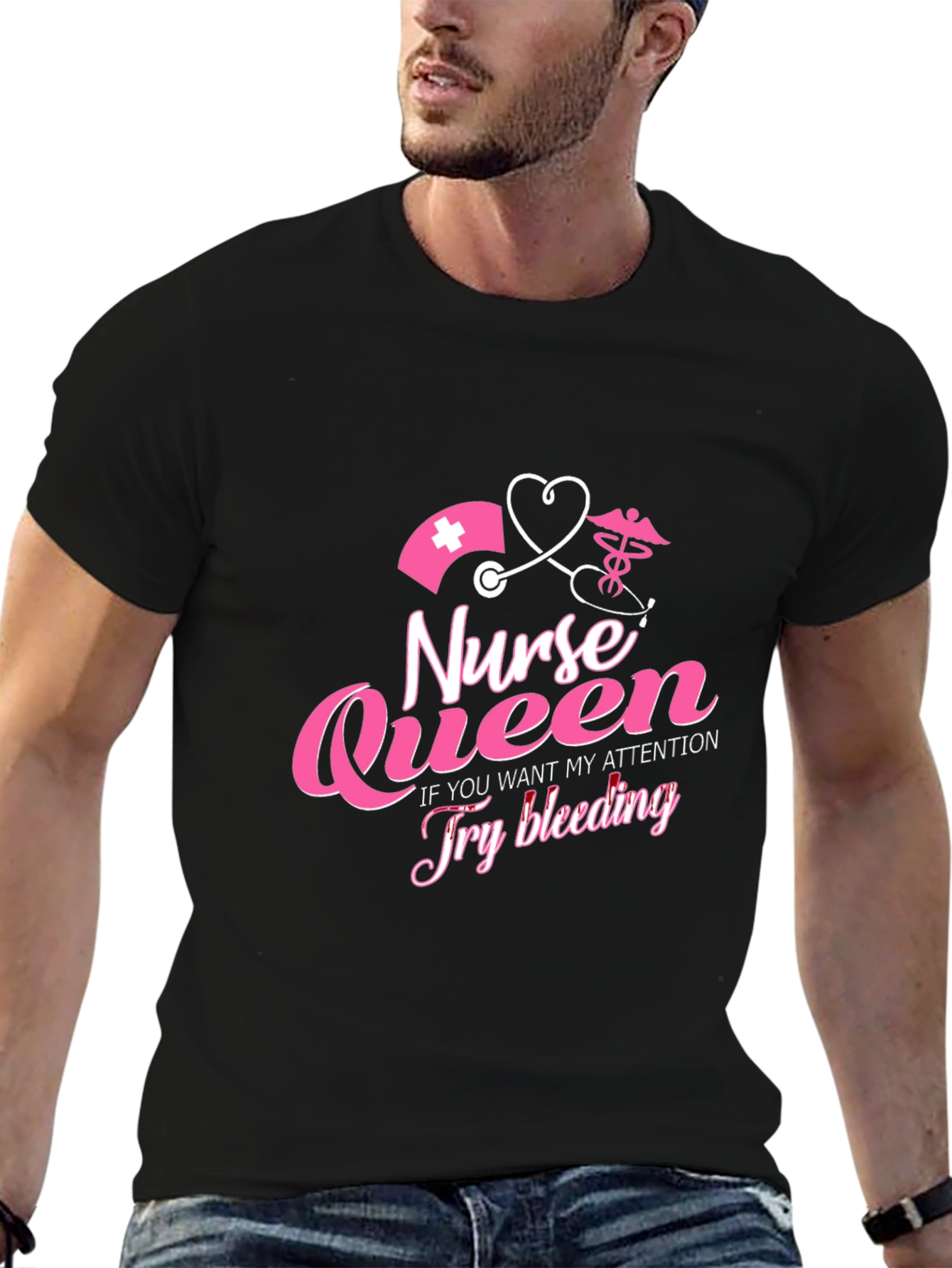 Black Nurse Queen Funny Graphic T-Shirt view 6