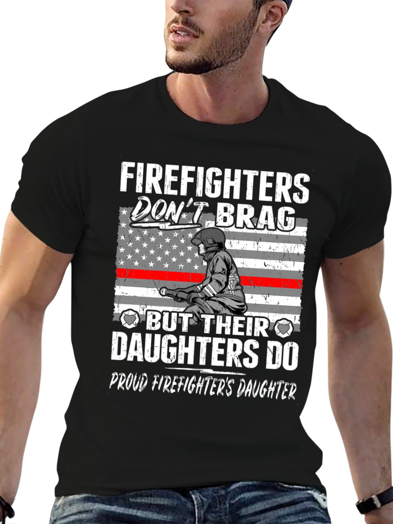 Black Firefighters Daughter Graphic Tee view 6