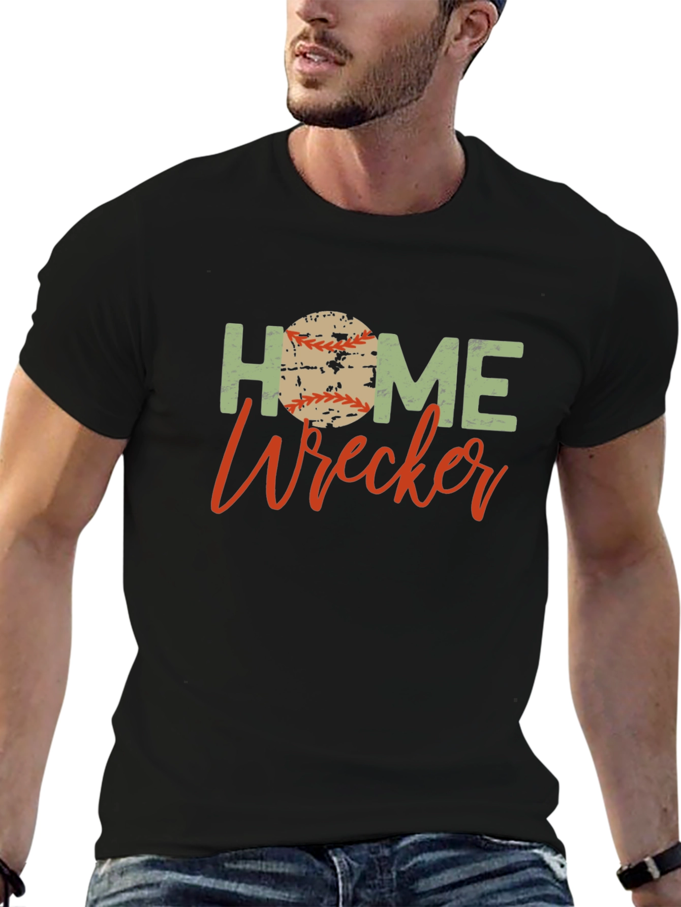 Black Home Wrecker Baseball T-Shirt view 6