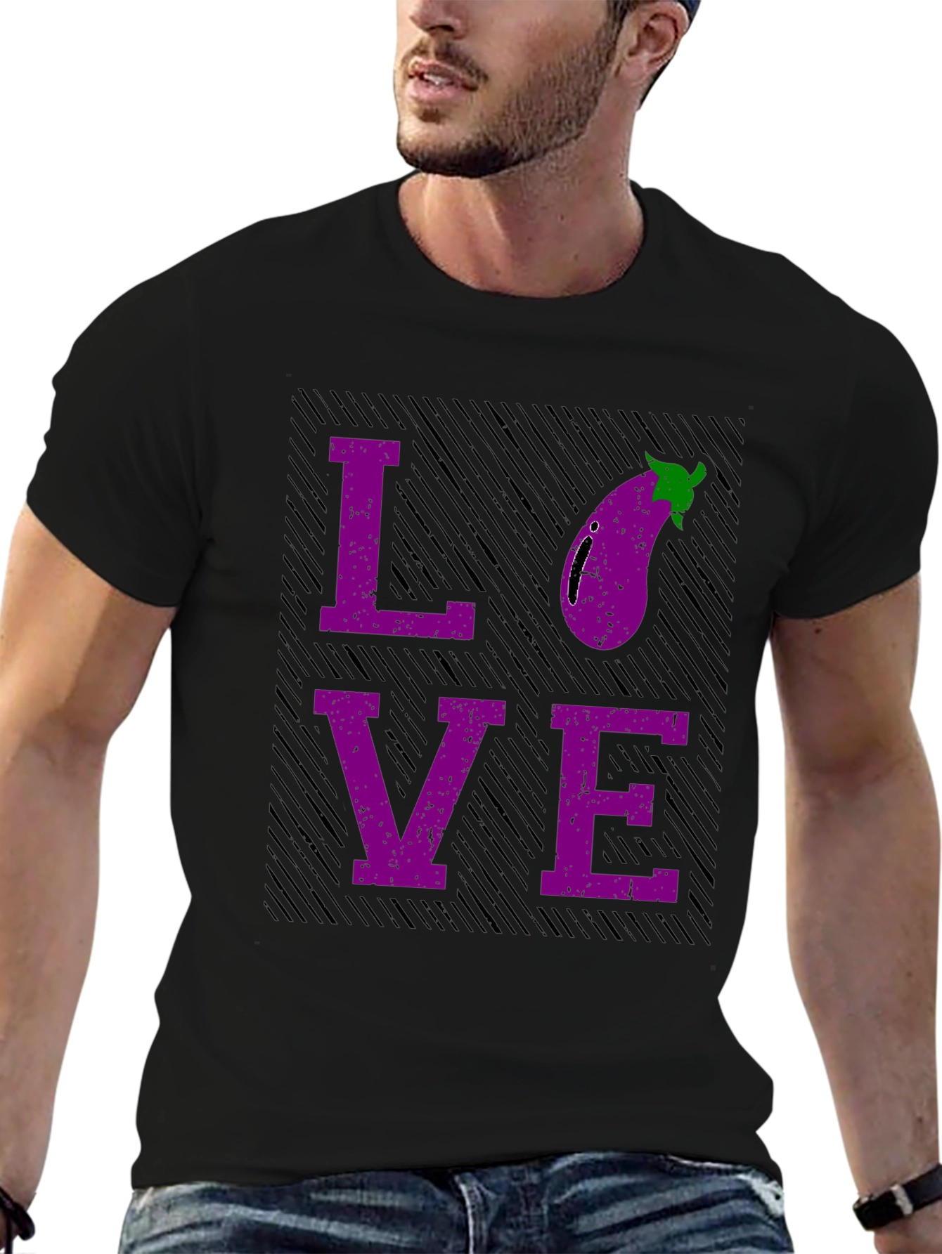 Black Eggplant Love Graphic T-Shirt view 6