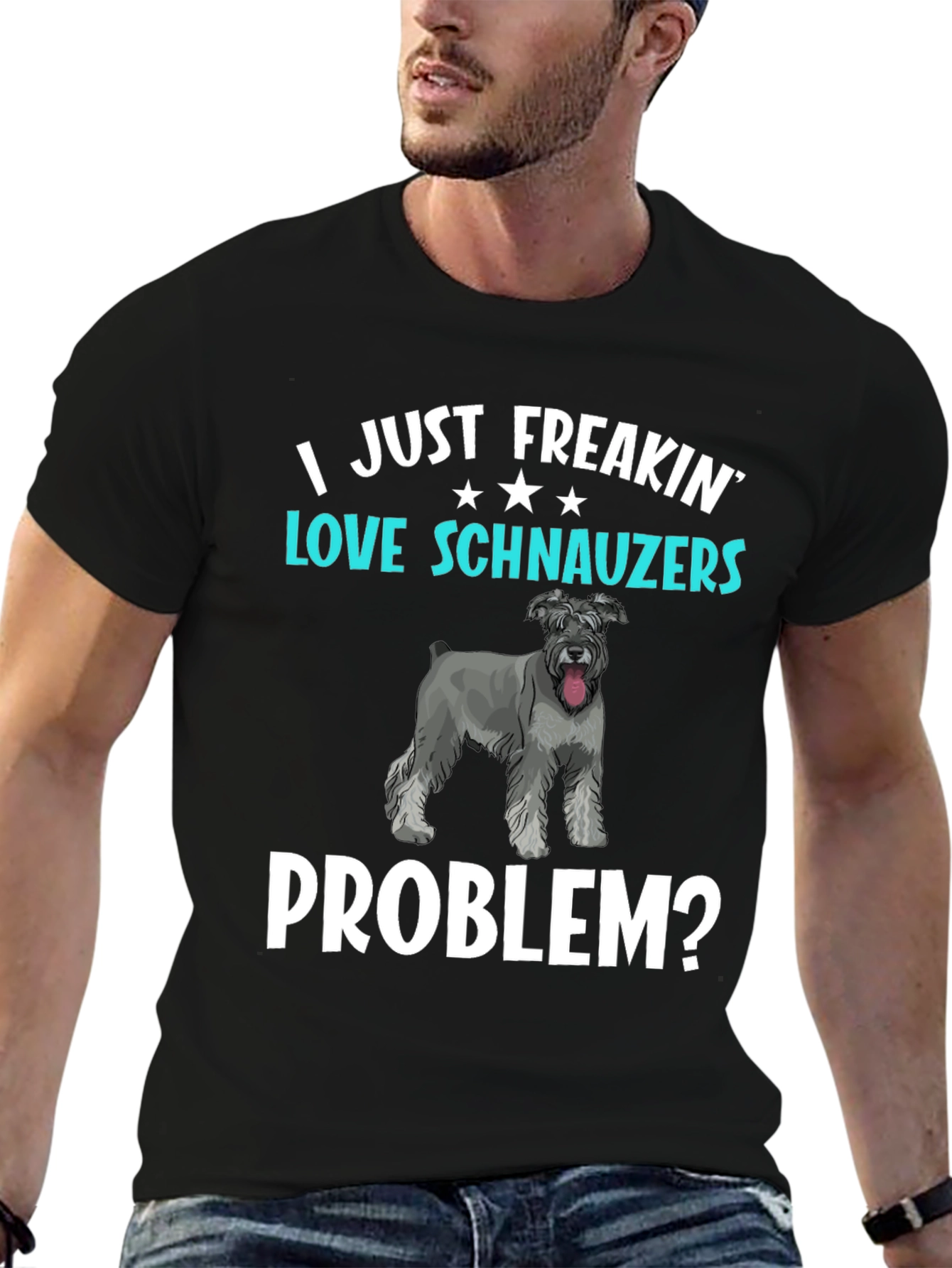 Black I Love Schnauzers T-Shirt Funny Dog Lover Tee view 6