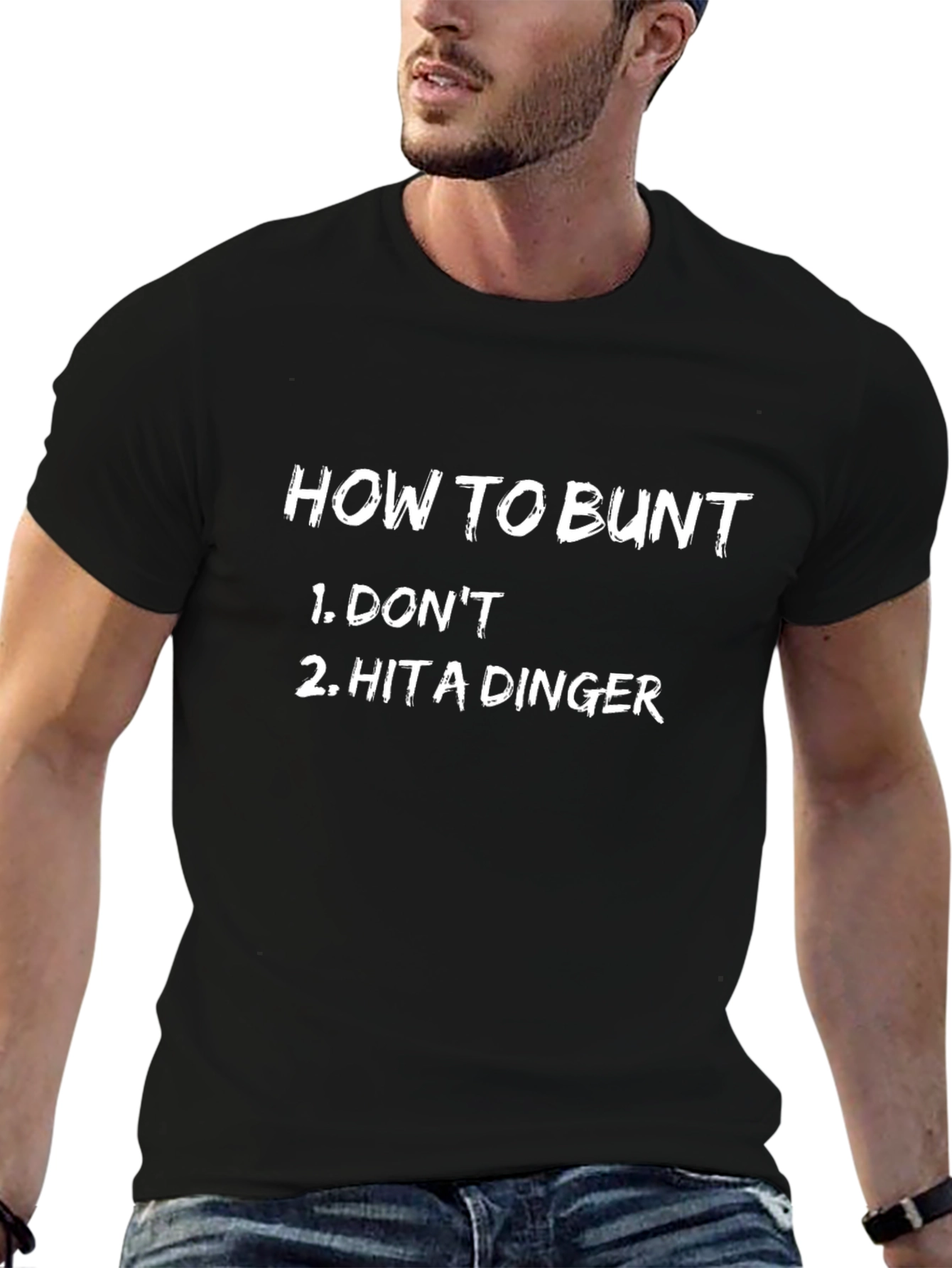 Black How to Bunt Tee - Baseball Humor T-Shirt view 6