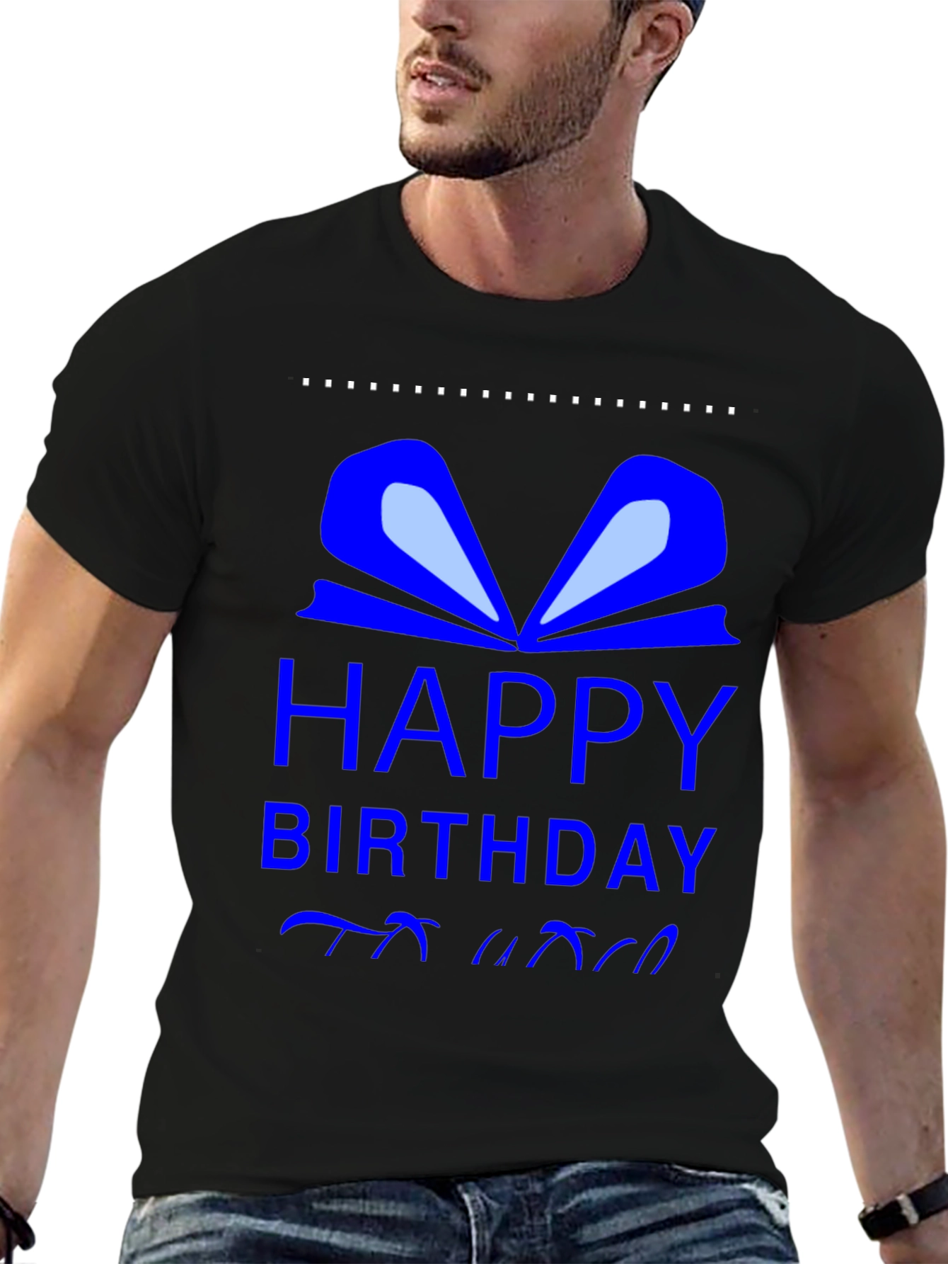 Black Happy Birthday Gift T-Shirt view 6