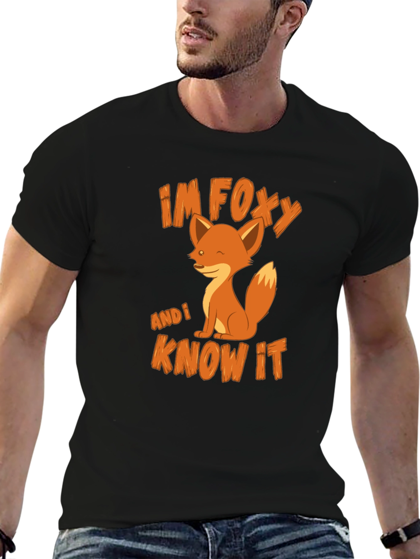 Black I'm Foxy and I Know It T-Shirt view 6