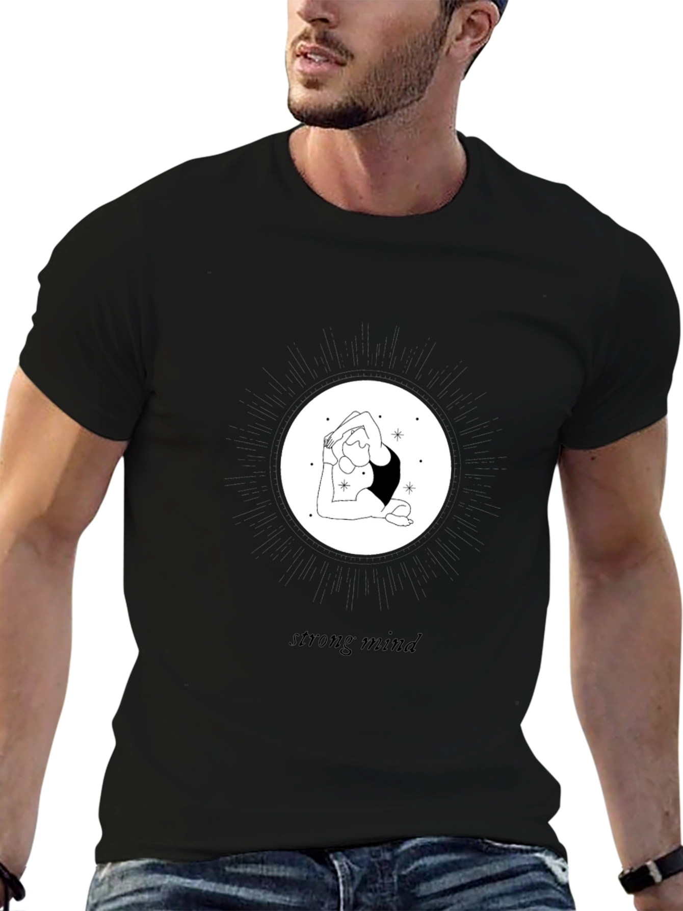 Black Mindful Strength Tee - Yoga Graphic Print view 6
