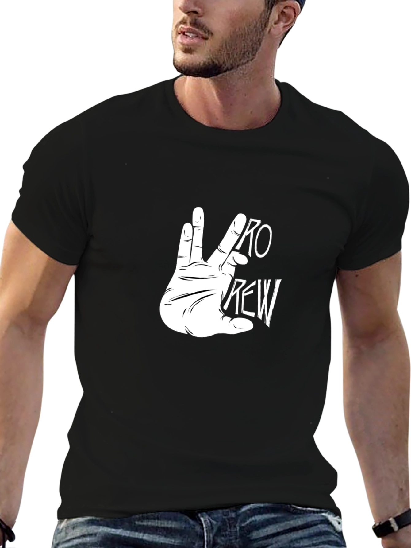 Black Pro Crew Hand Sign Black T-Shirt view 6