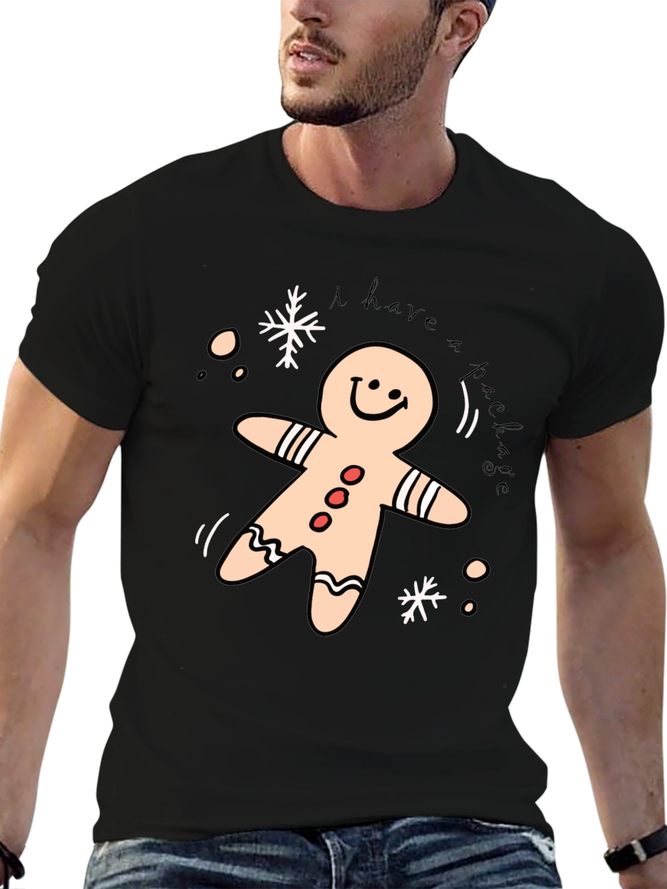 Black Festive Gingerbread T-Shirt view 6