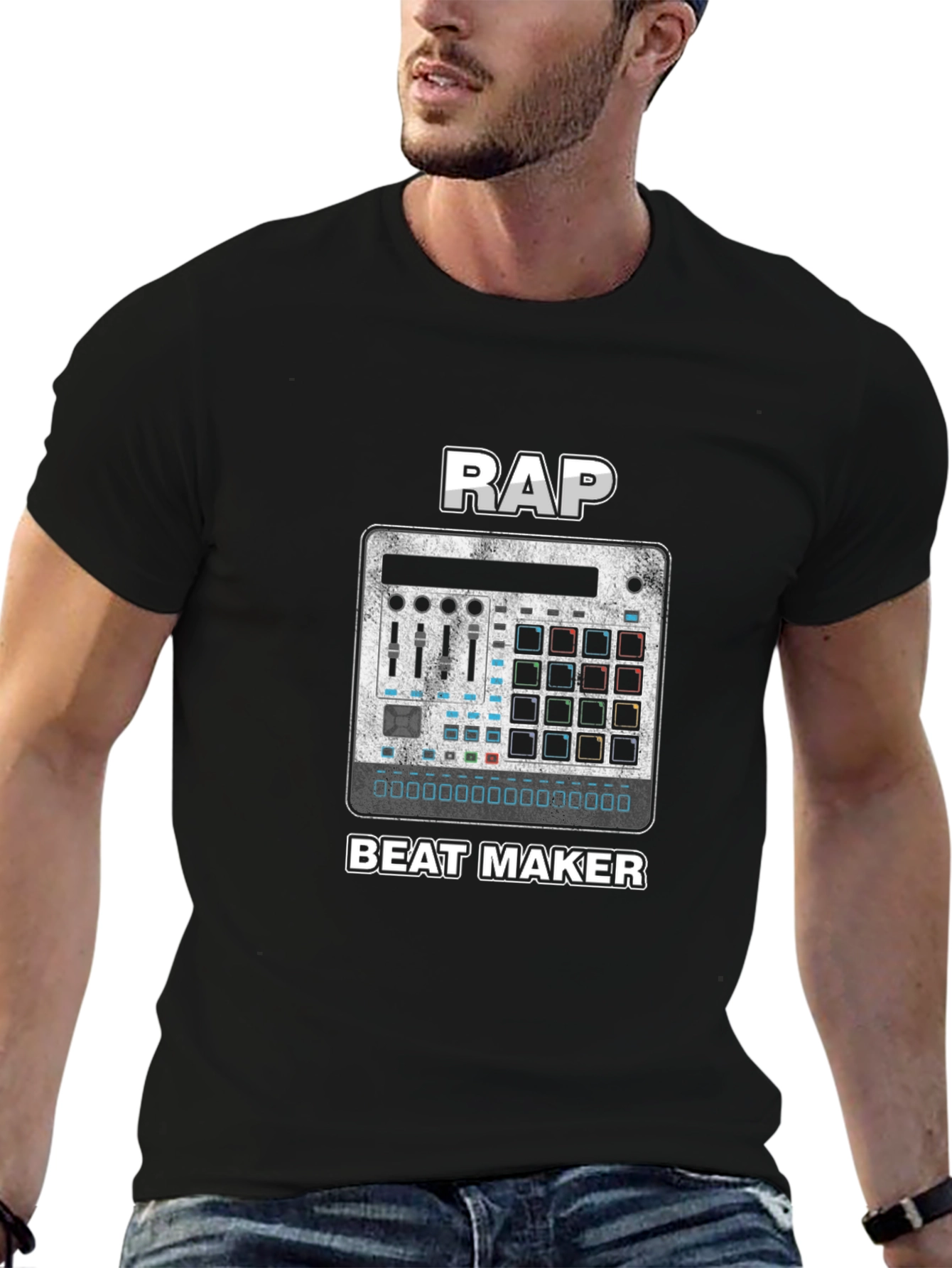 Black Rap Beat Maker T-Shirt - Music Producer Tee view 6