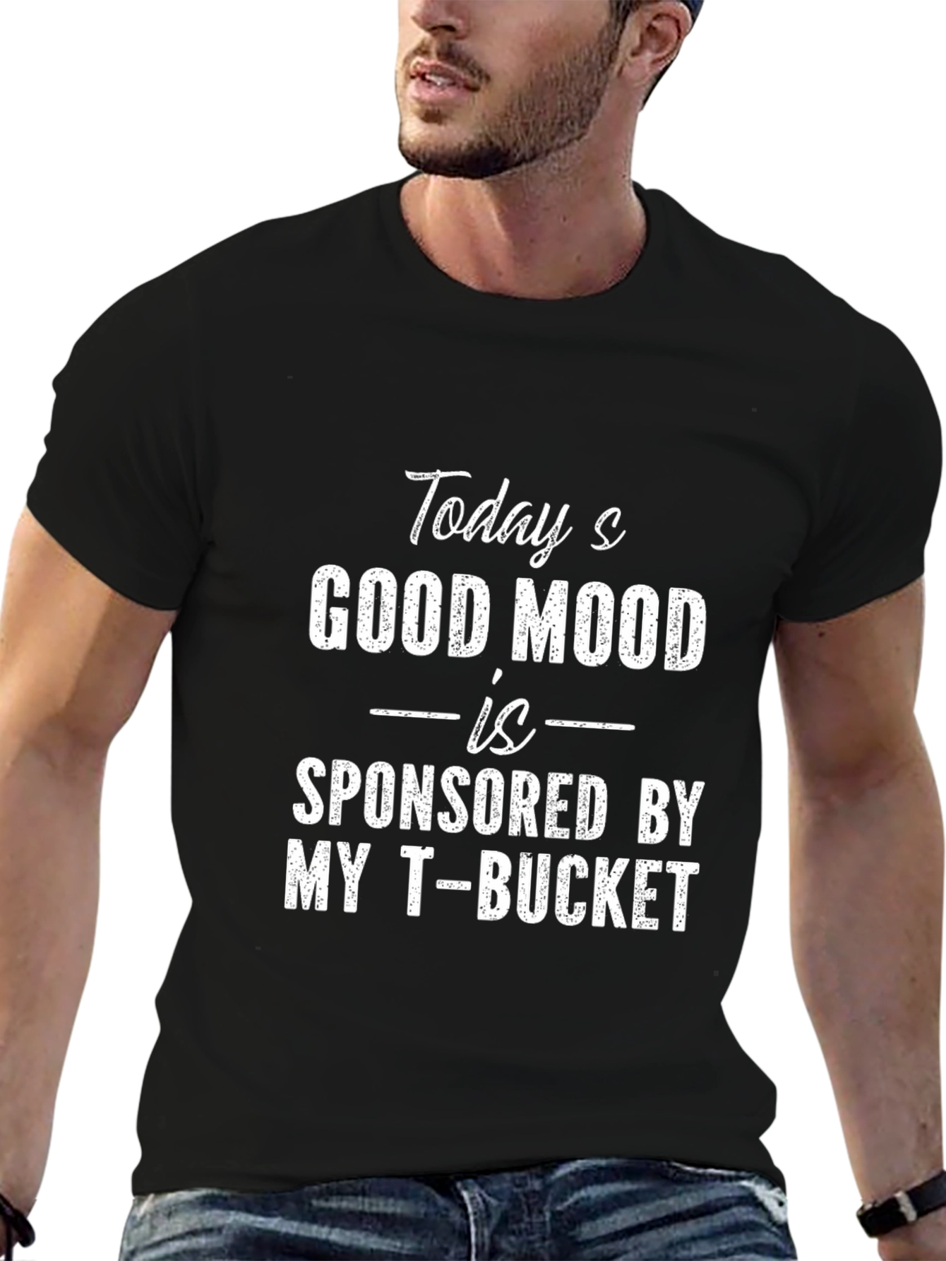 Black Good Mood T-Bucket Men's Graphic Tee view 6