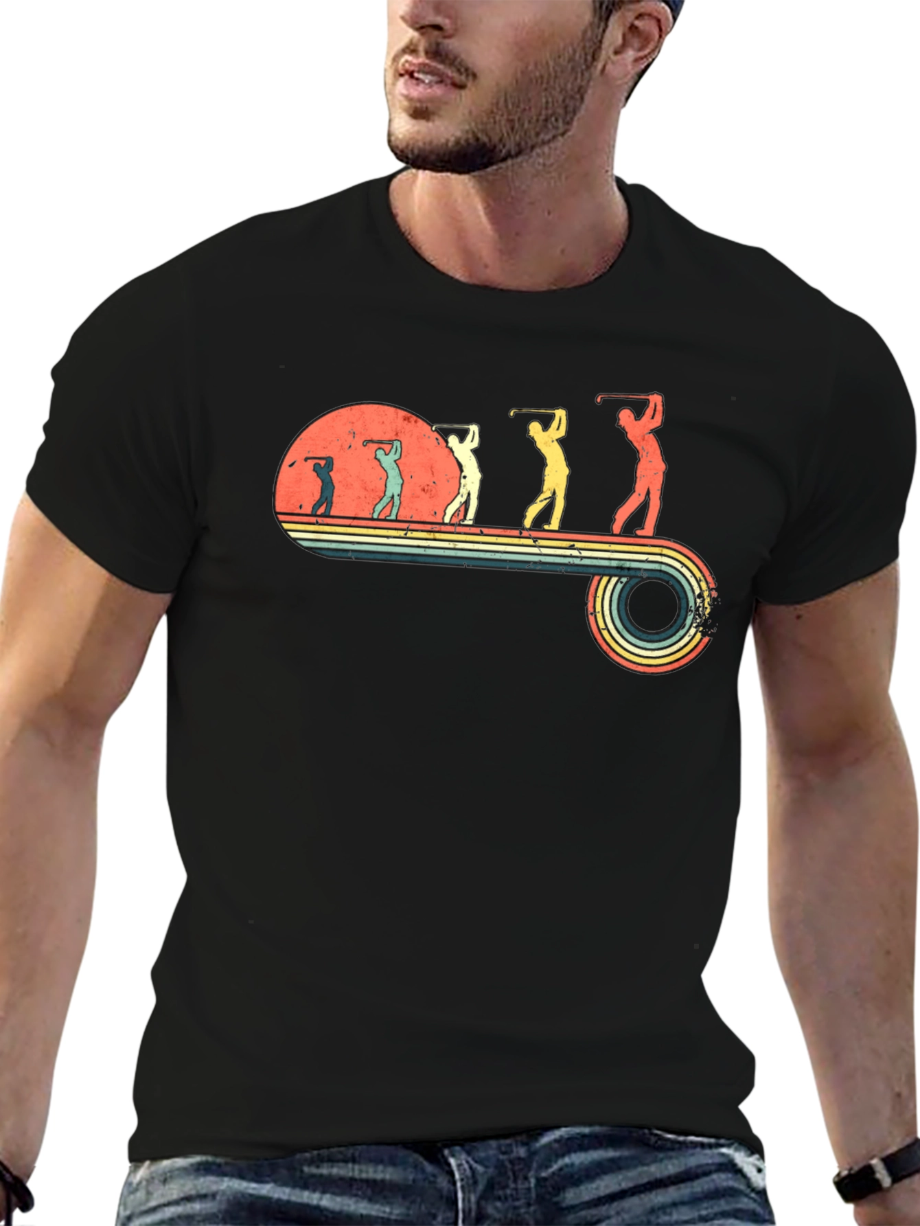 Black Retro Golf Evolution Tee - Black view 6