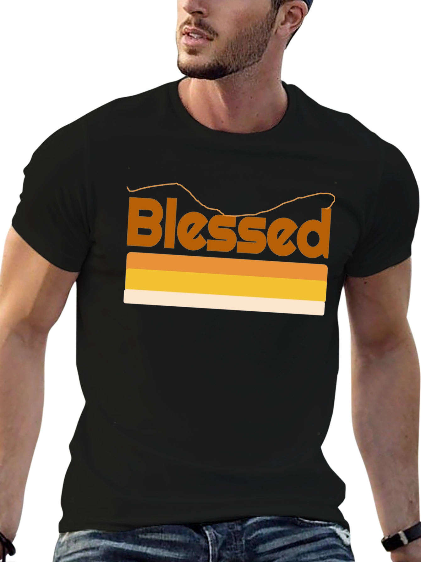 Black Blessed Graphic T-Shirt - Retro Style view 6
