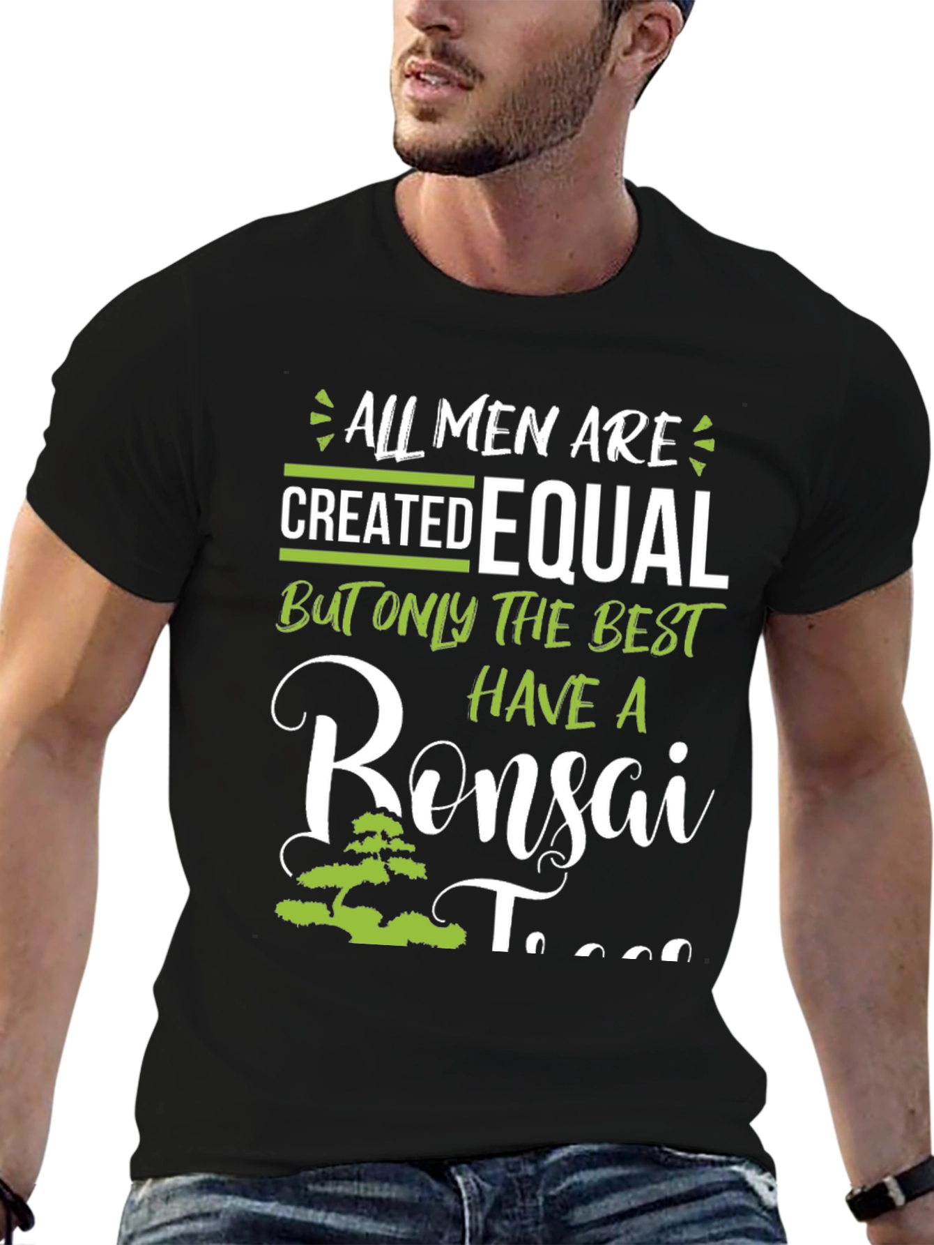 Black Bonsai Tree T-Shirt - All Men Are Created Equal view 6