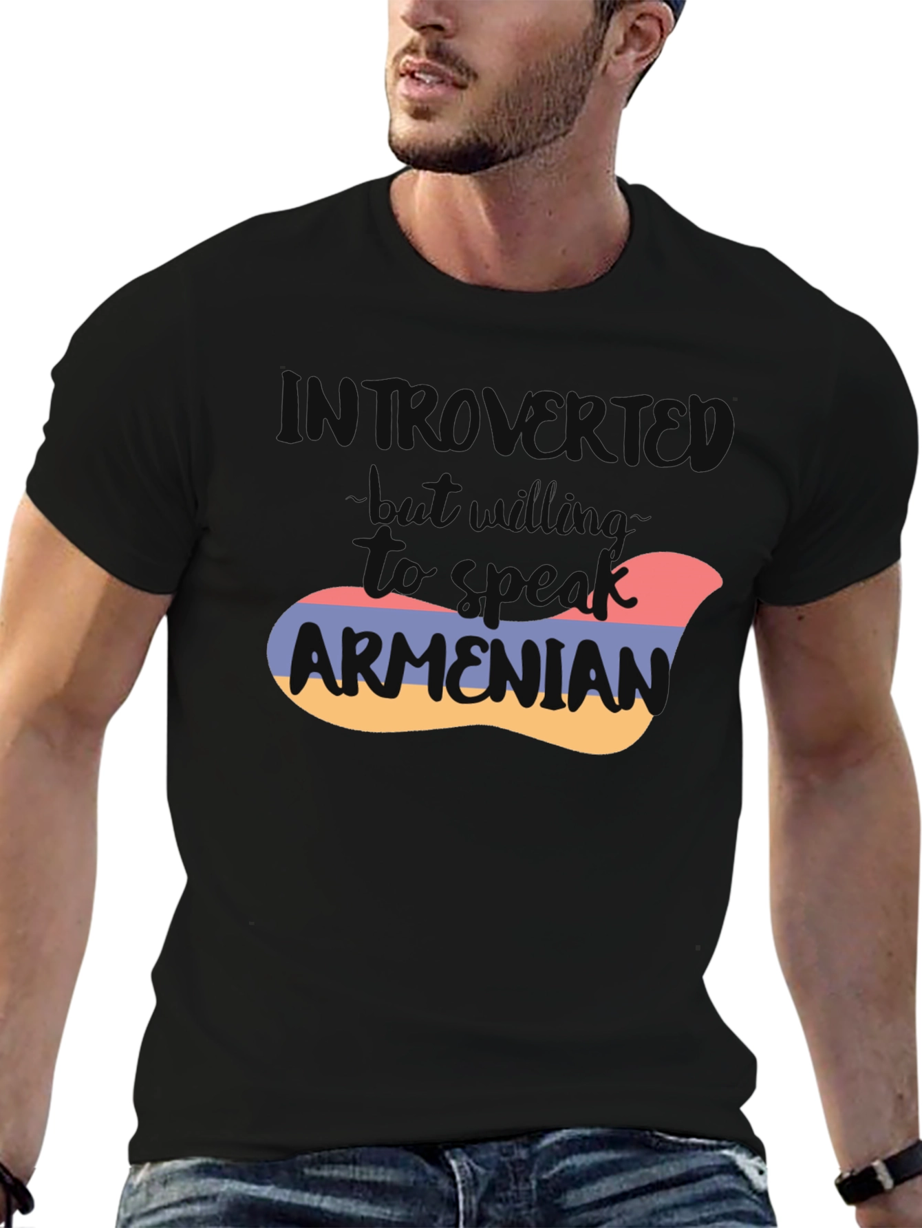 Black Introvert Armenian Flag T-Shirt view 6