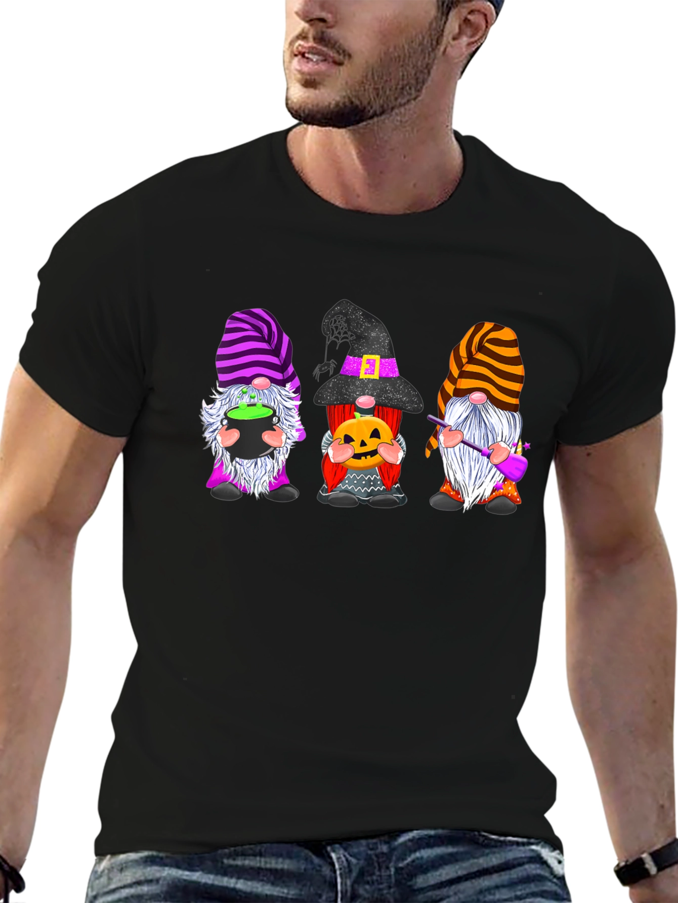 Black Halloween Gnome T-Shirt view 6