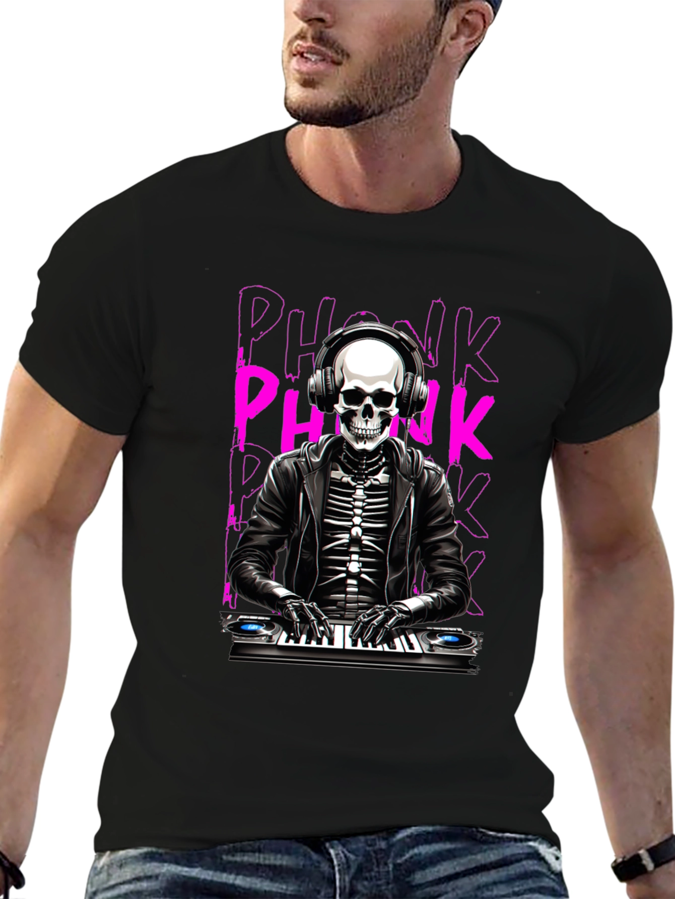 DJ Skeleton 'Phonk' Graphic T-Shirt - 6