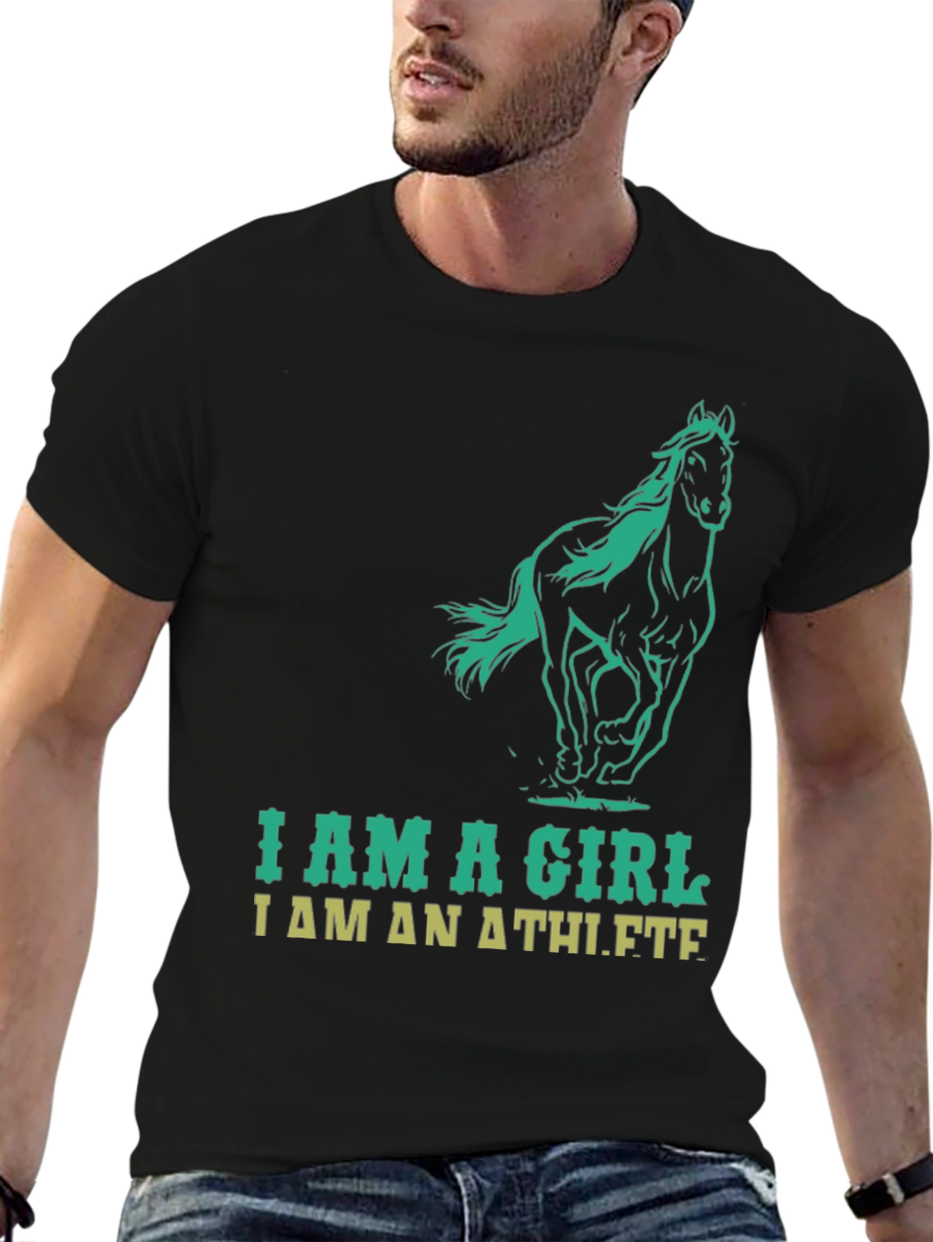Black I Am A Girl I Am An Athlete T-Shirt view 6
