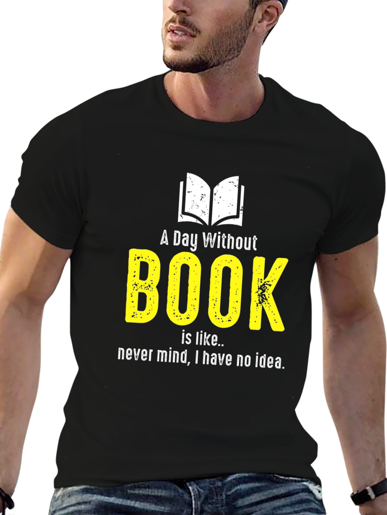Black Funny Book Lover T-Shirt - A Day Without Book view 6