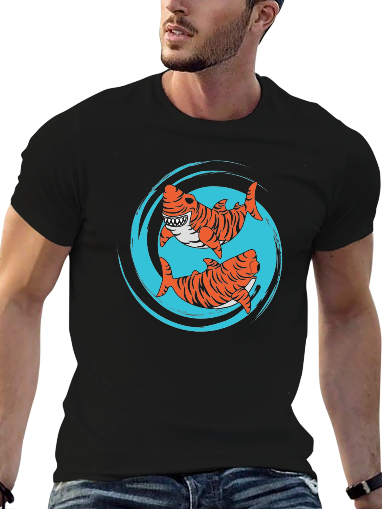 Black Tiger Shark T-Shirt - Cool Graphic Tee view 6