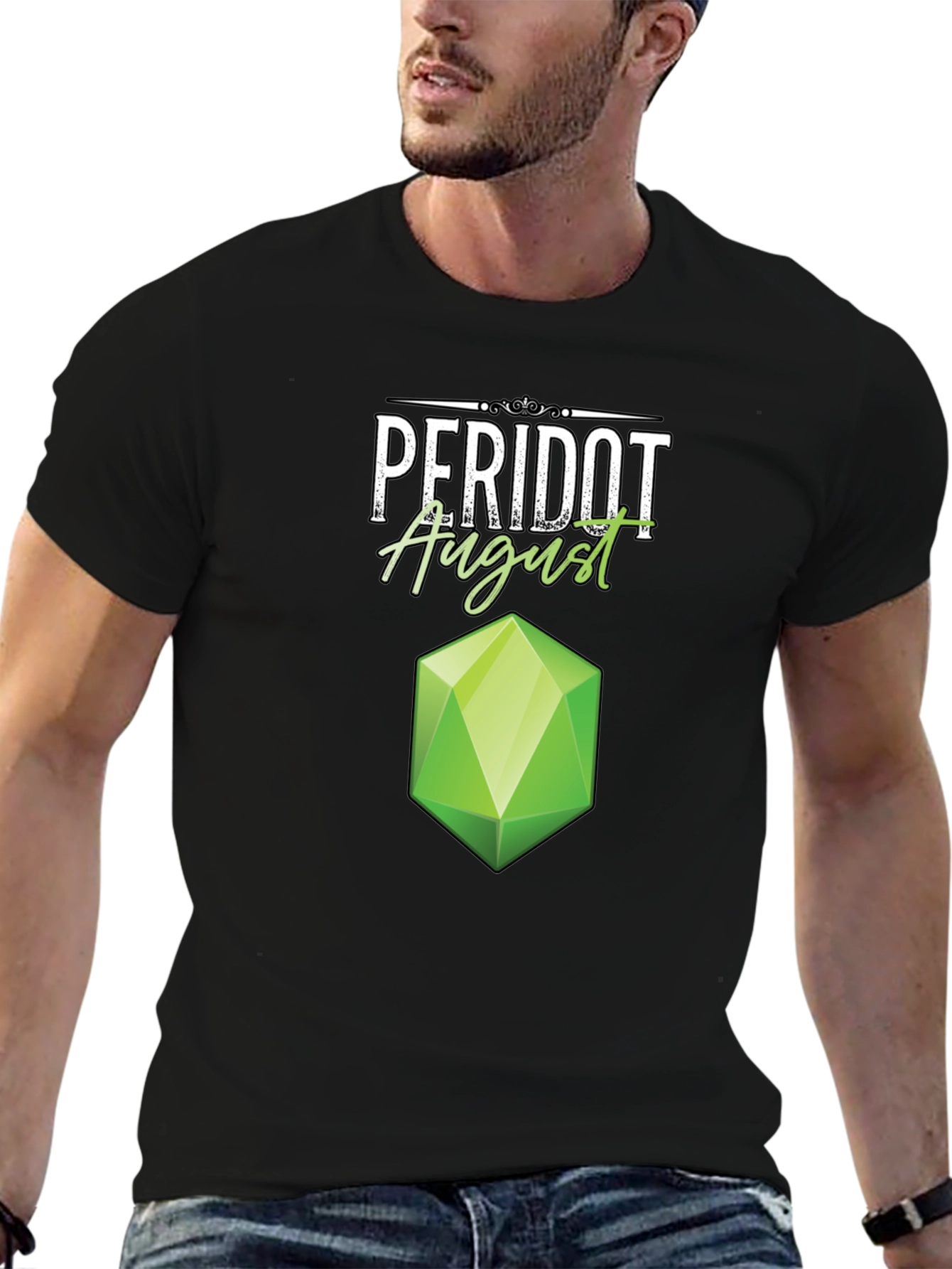 Black Peridot August Gemstone T-Shirt view 6