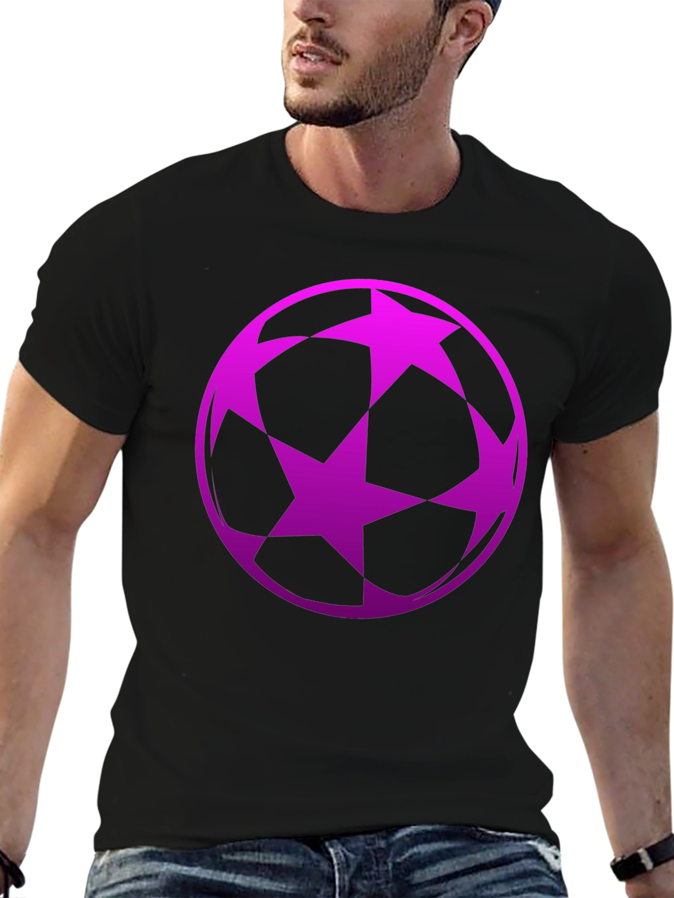 Black Soccer Star Graphic Tee - Black view 6