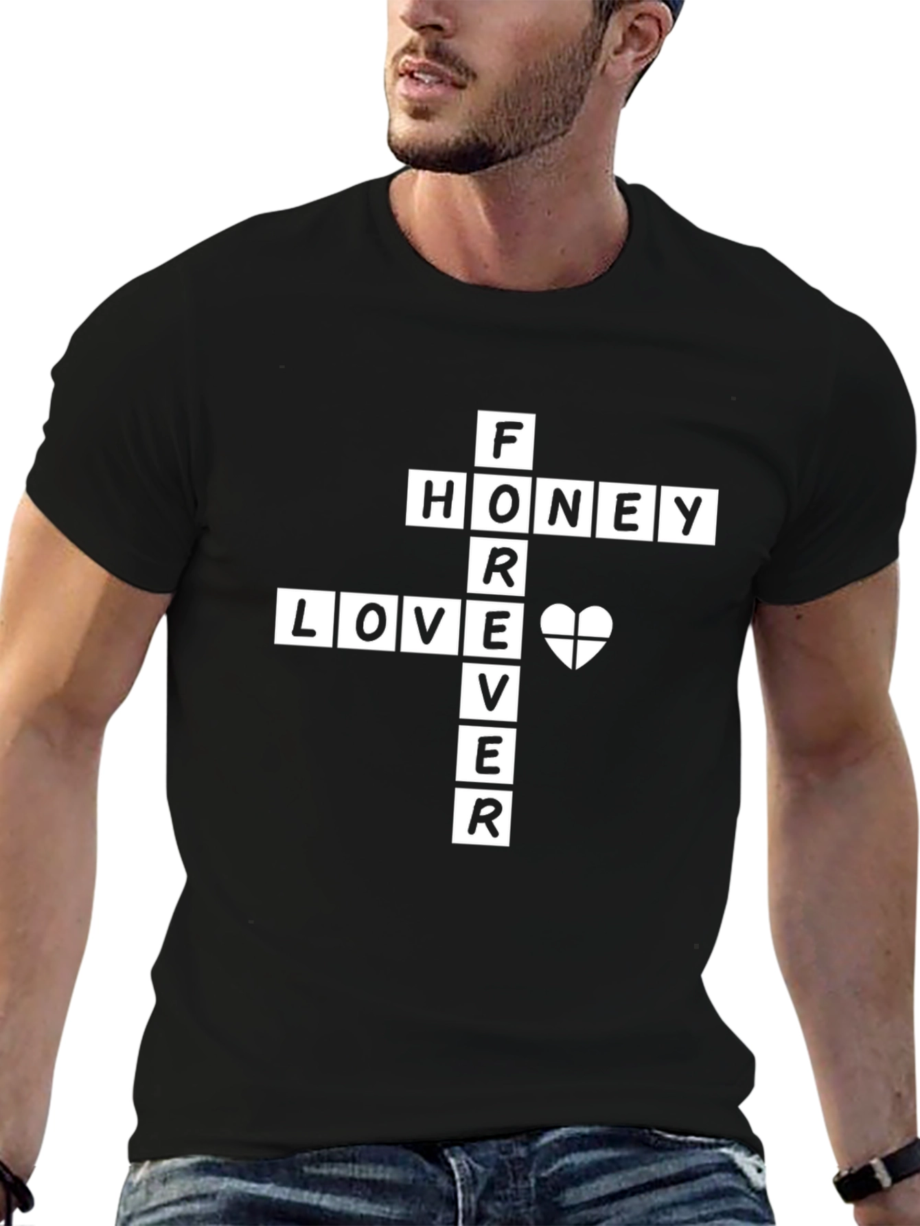 Black Forever Love Honey Graphic Tee view 6