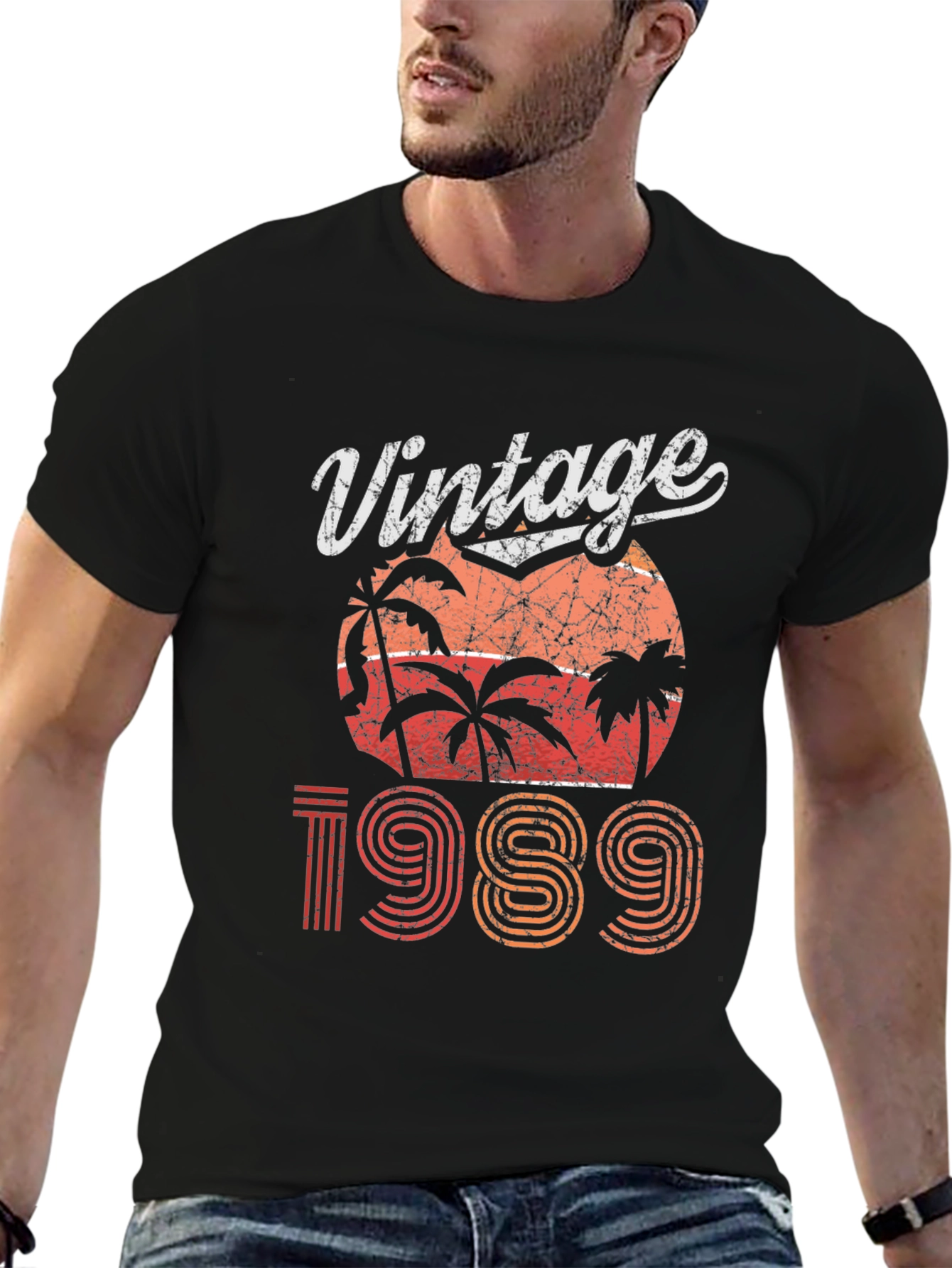 Black Vintage 1989 Palm Tree Graphic T-Shirt view 6