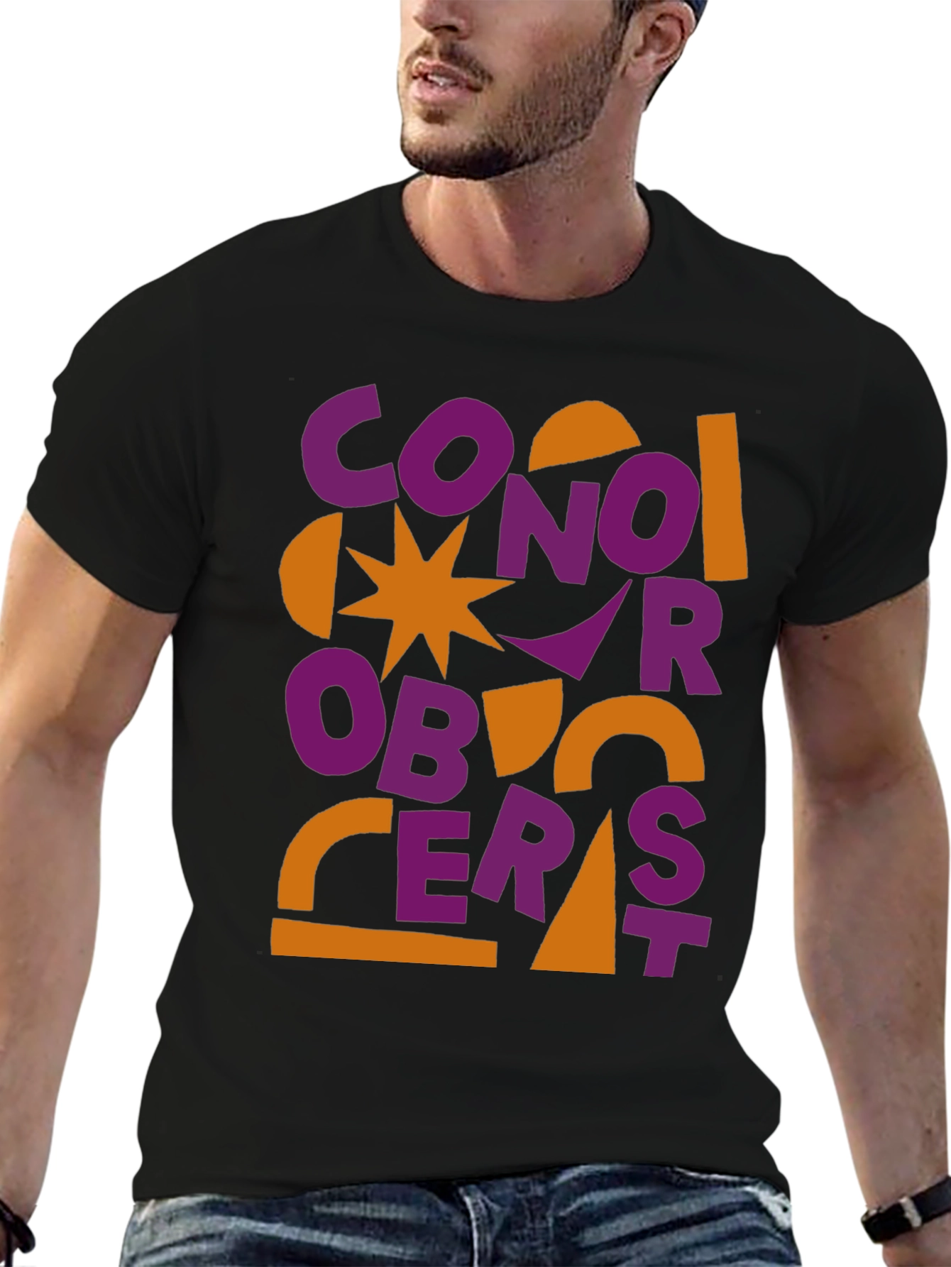 Black Conor Oberst Graphic Tee - Abstract Style view 6