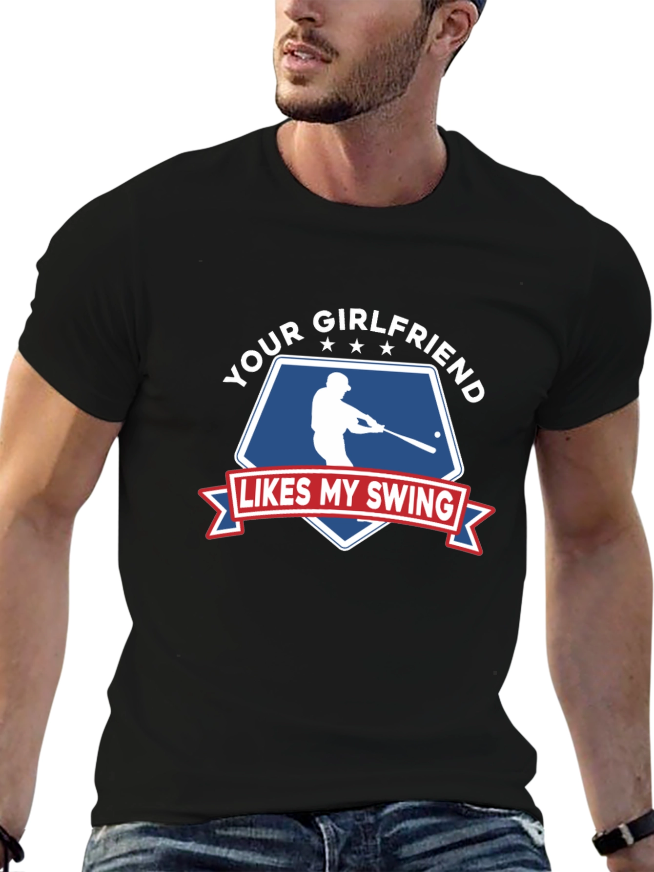 Black Your Girlfriend Likes My Swing T-Shirt view 6