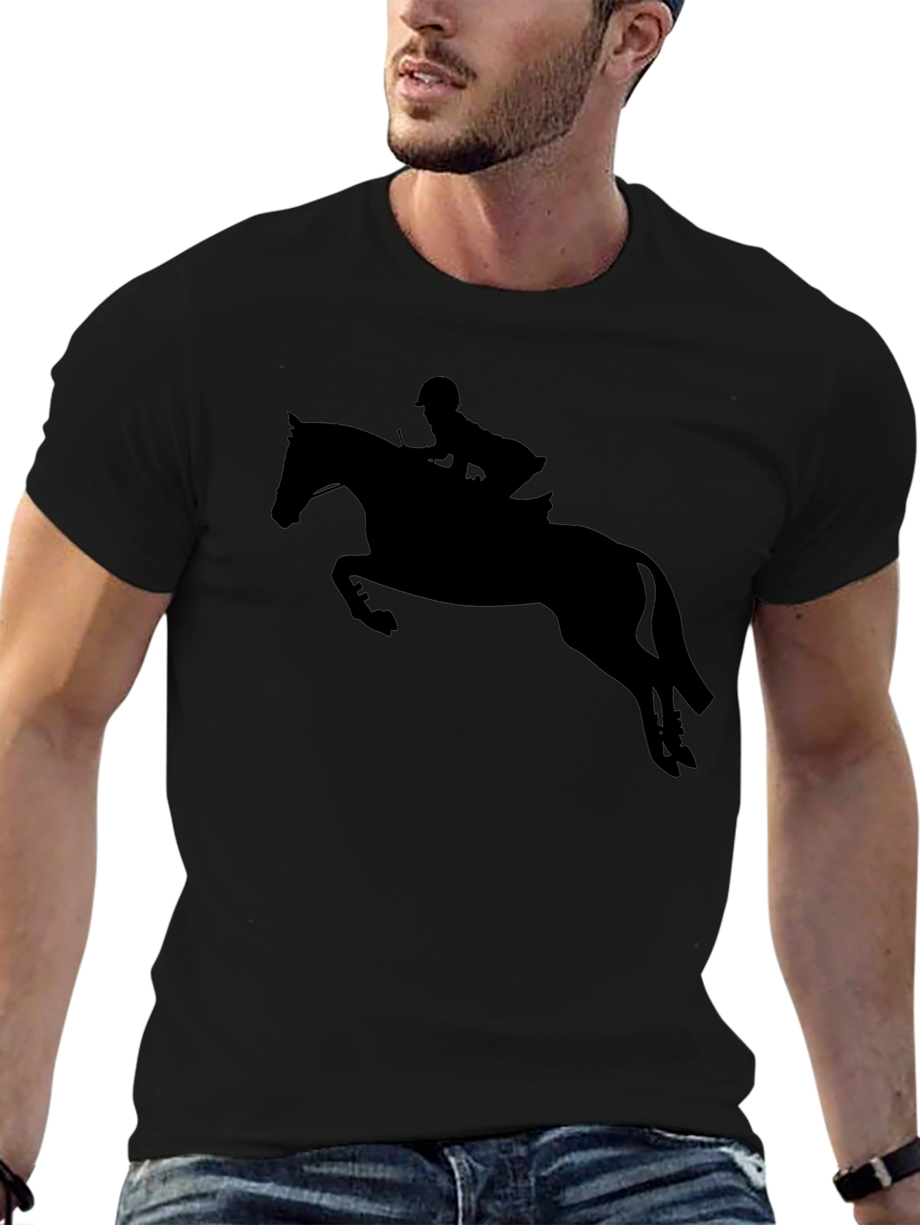 Black Equestrian Silhouette Black T-Shirt view 6