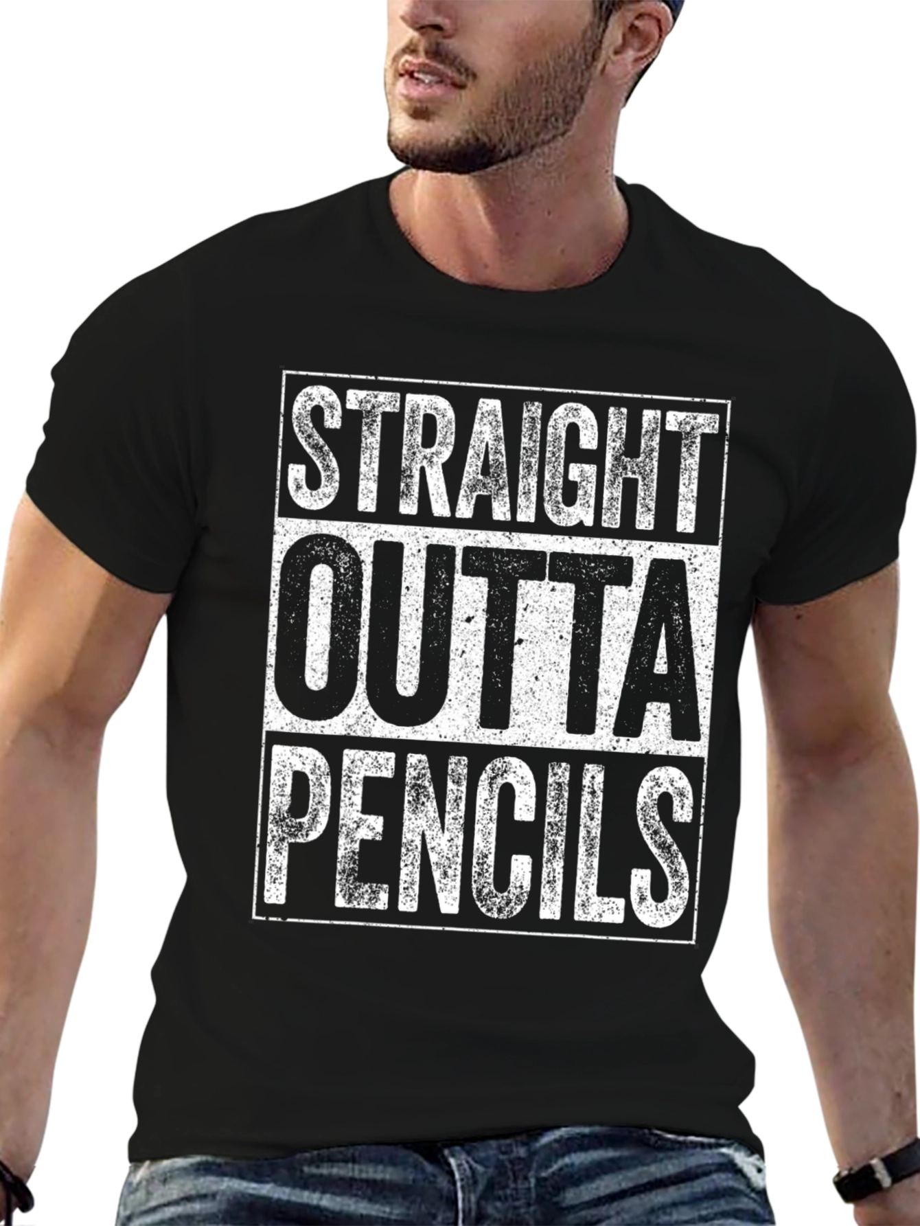 Black Straight Outta Pencils Graphic Tee view 6