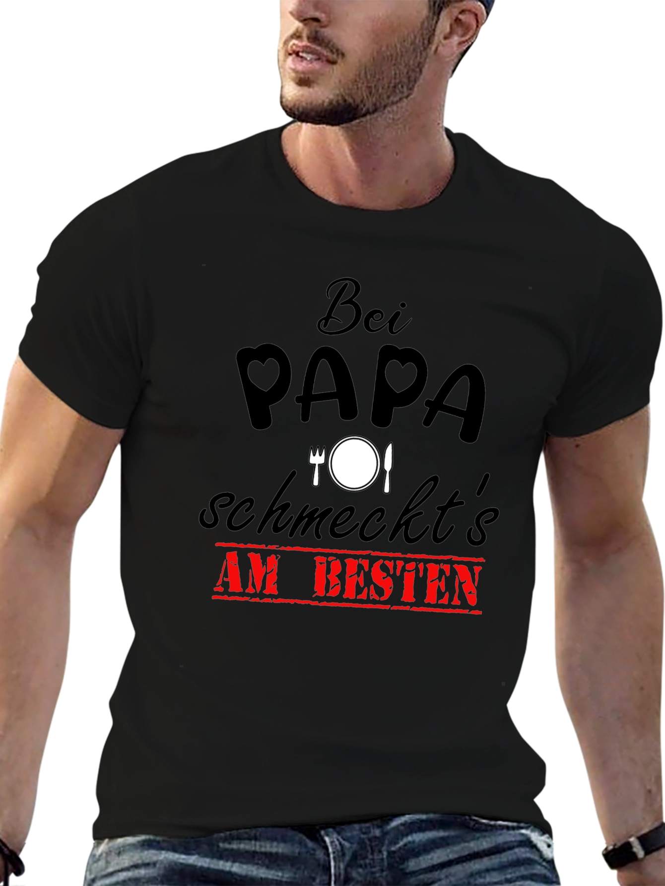 Bei Papa Schmeckt's Am Besten Black T-Shirt - 6