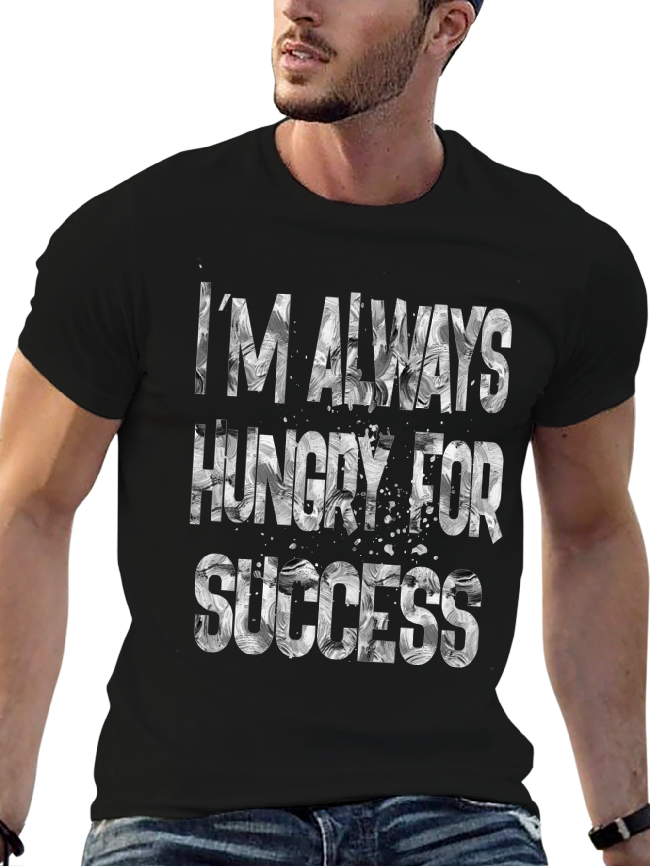 Black Hungry for Success Black T-Shirt view 6