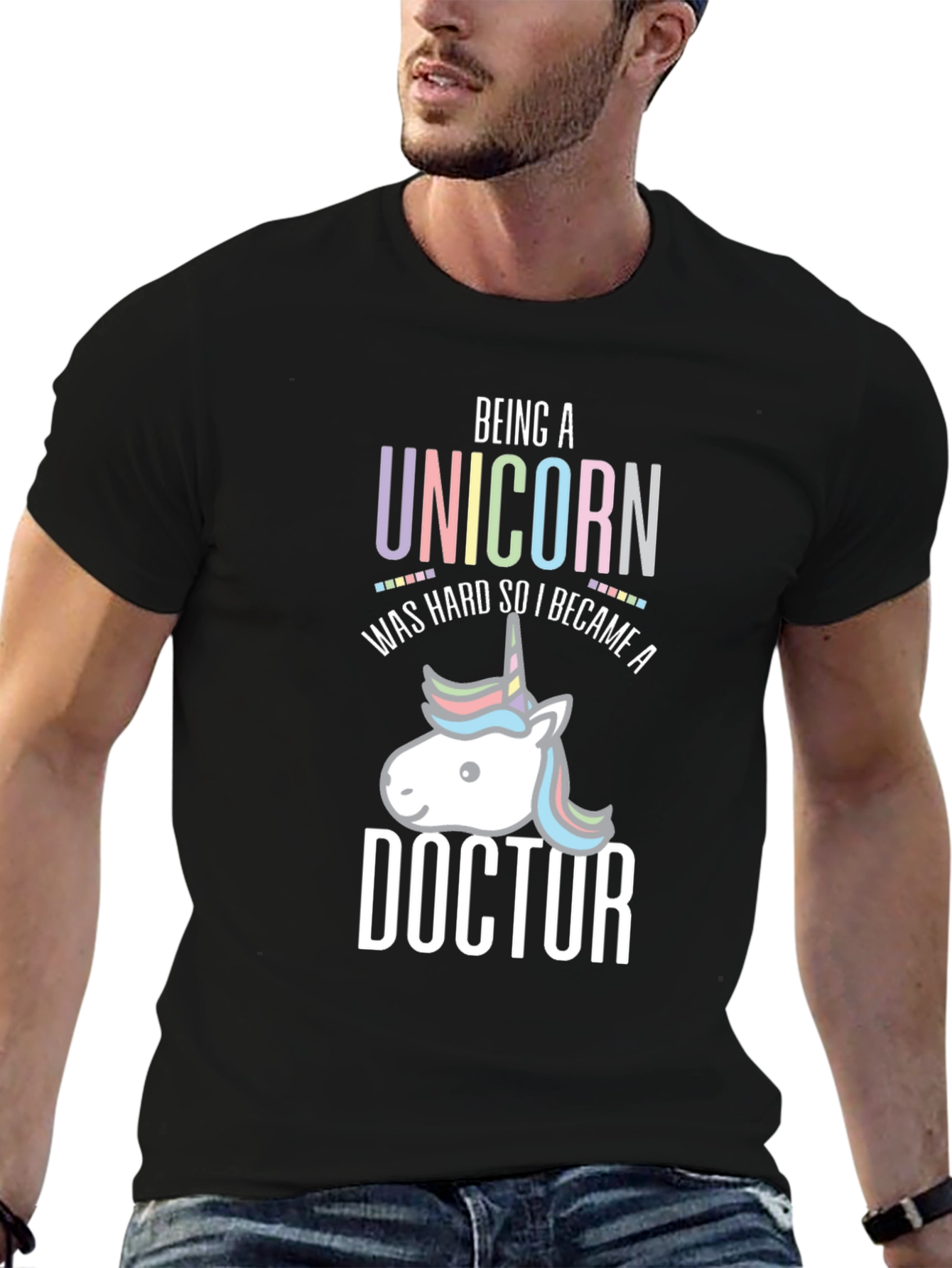 Black Unicorn Doctor T-Shirt - Funny Medical Tee view 6