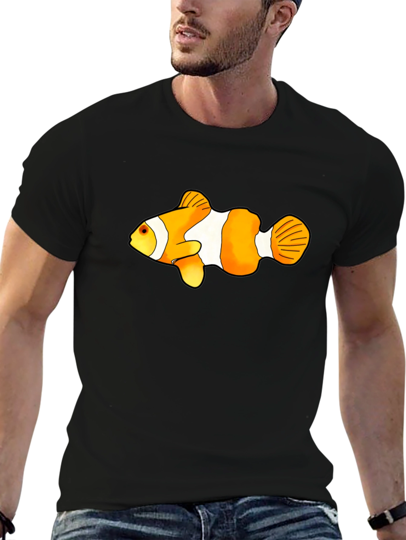Black Clown Fish Graphic Tee - Black Cotton Blend view 6