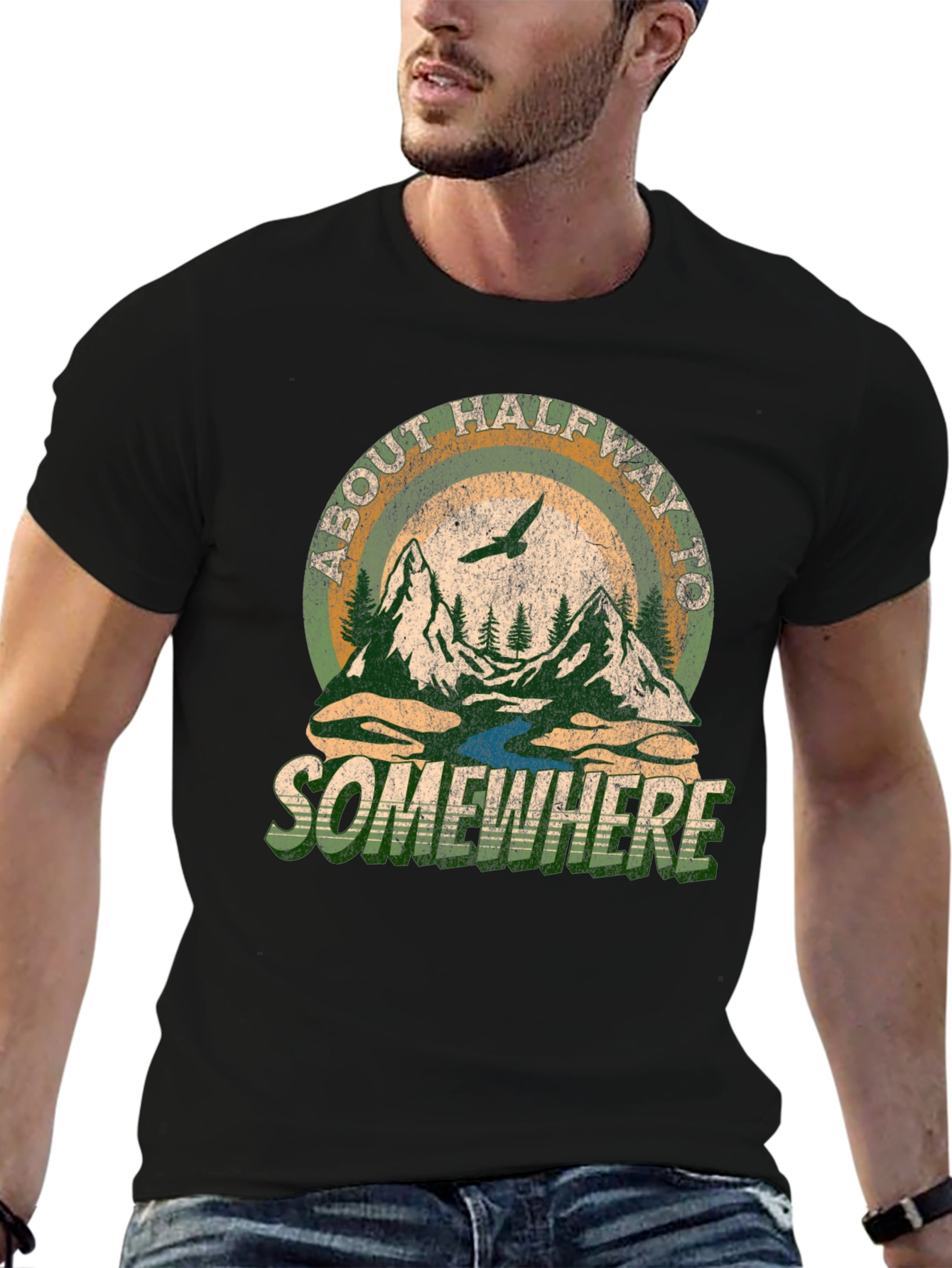 Black About Halfway To Somewhere Graphic Tee - Black view 6