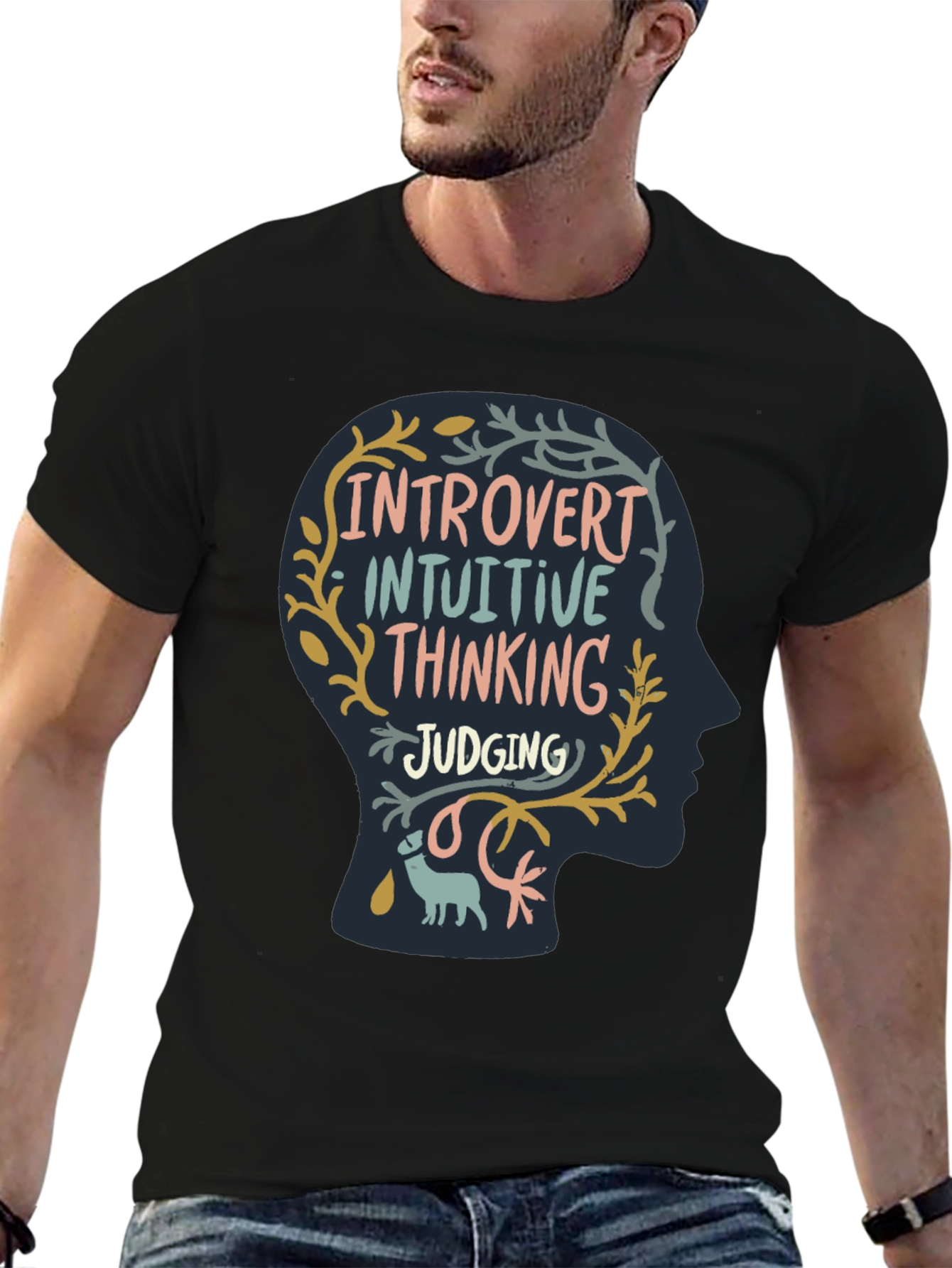 Black Introvert Personality T-Shirt view 6