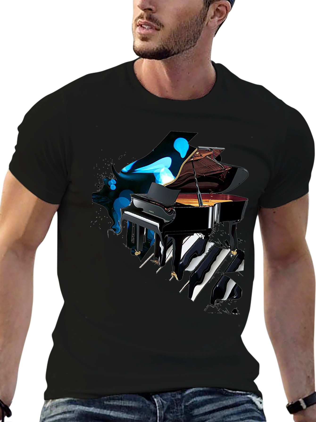 Black Piano Keys T-Shirt - Unique Music Lover Tee view 6