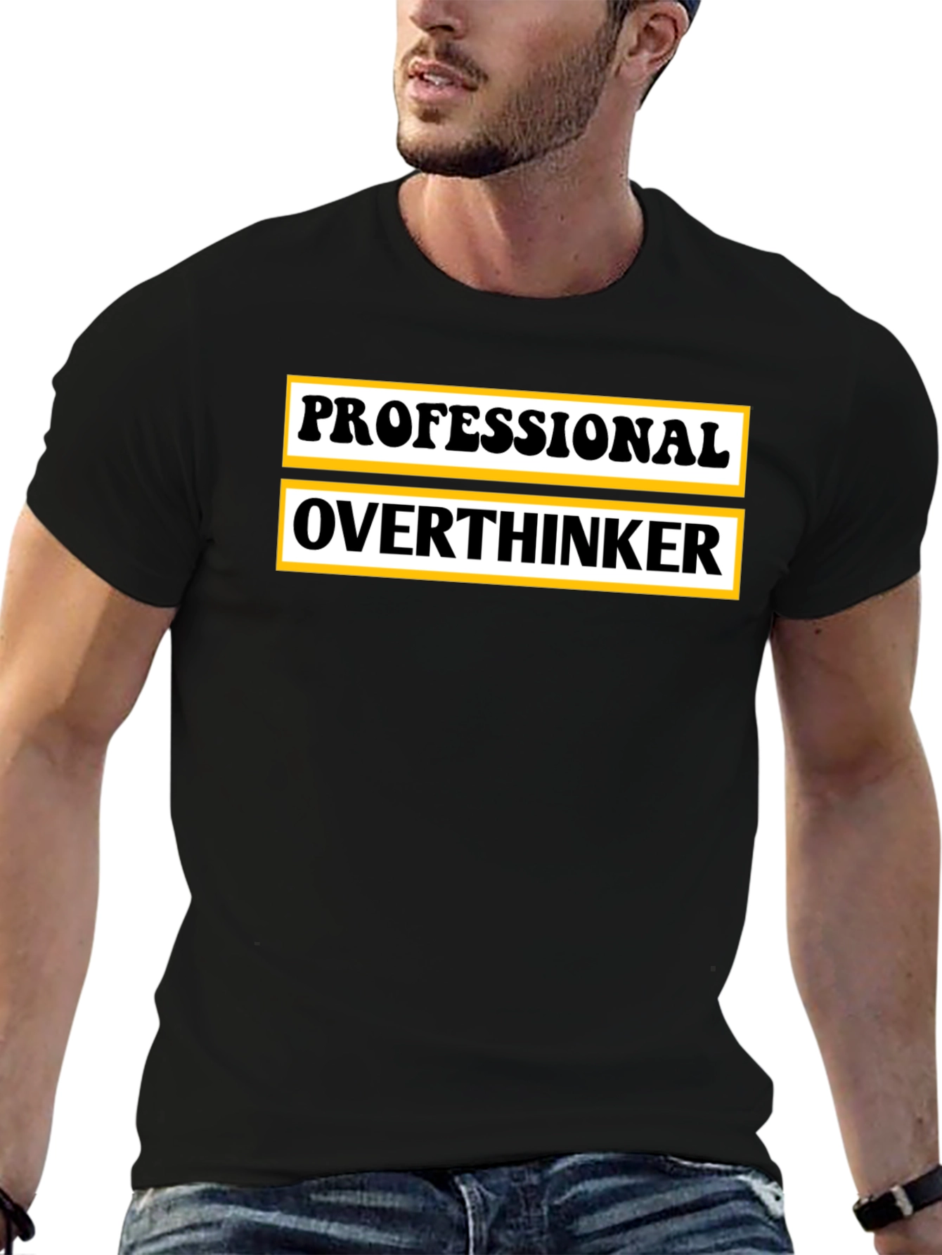 Black Professional Overthinker Graphic T-Shirt view 6