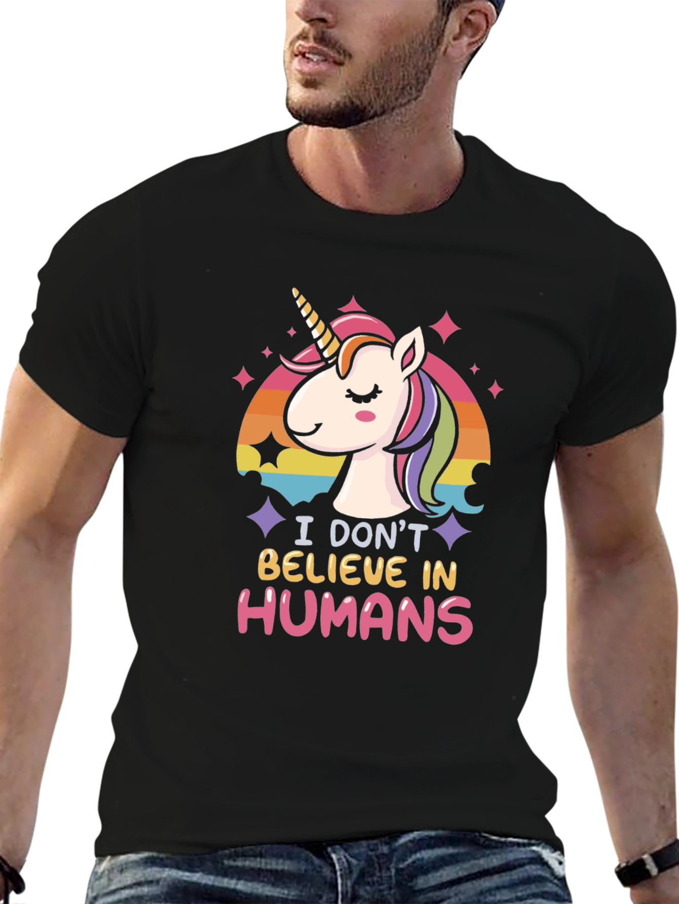 Black Unicorn 'I Don't Believe in Humans' Graphic Tee view 6